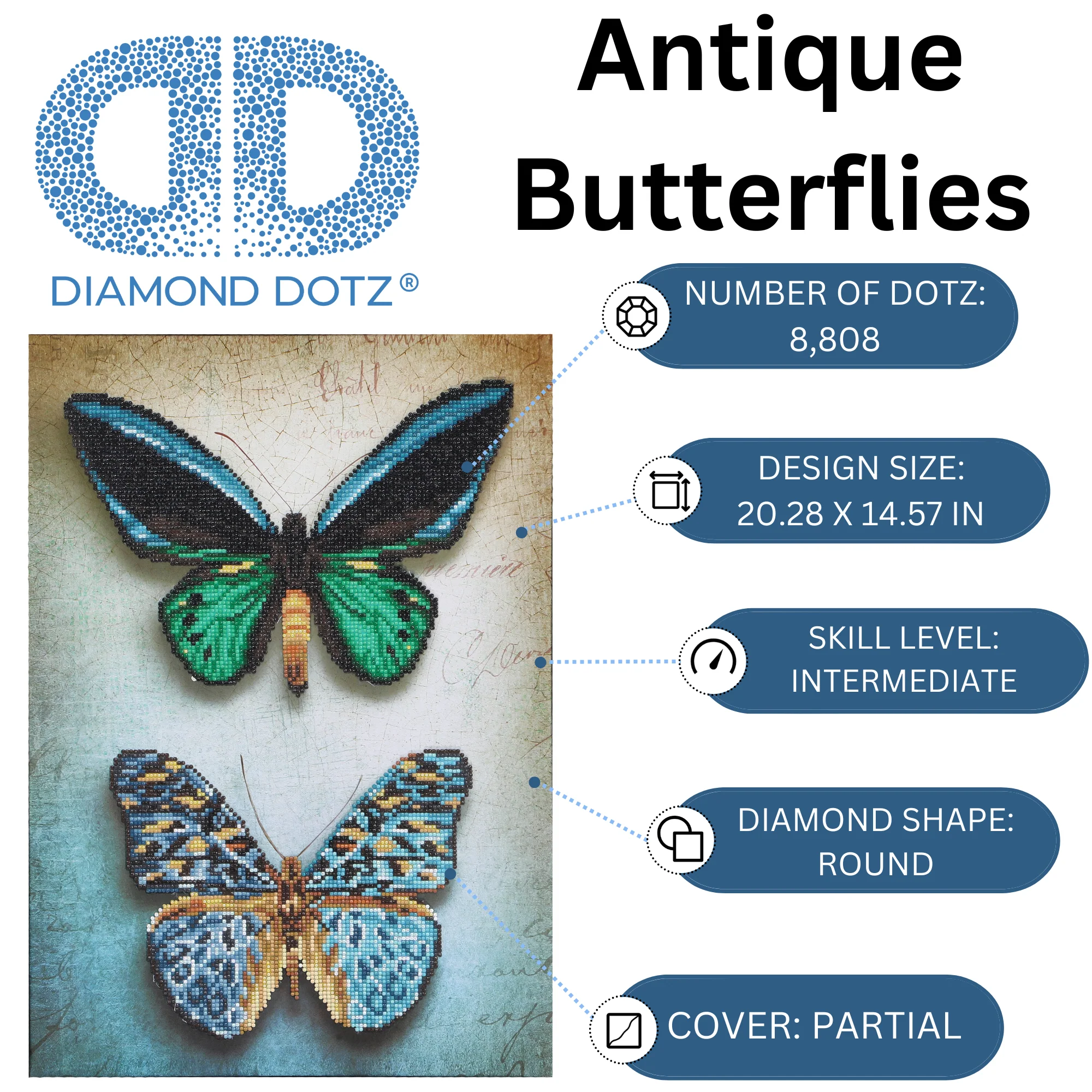 Diamond Dotz Antique Butterflies - 14.6" x 20.3" - Image 3