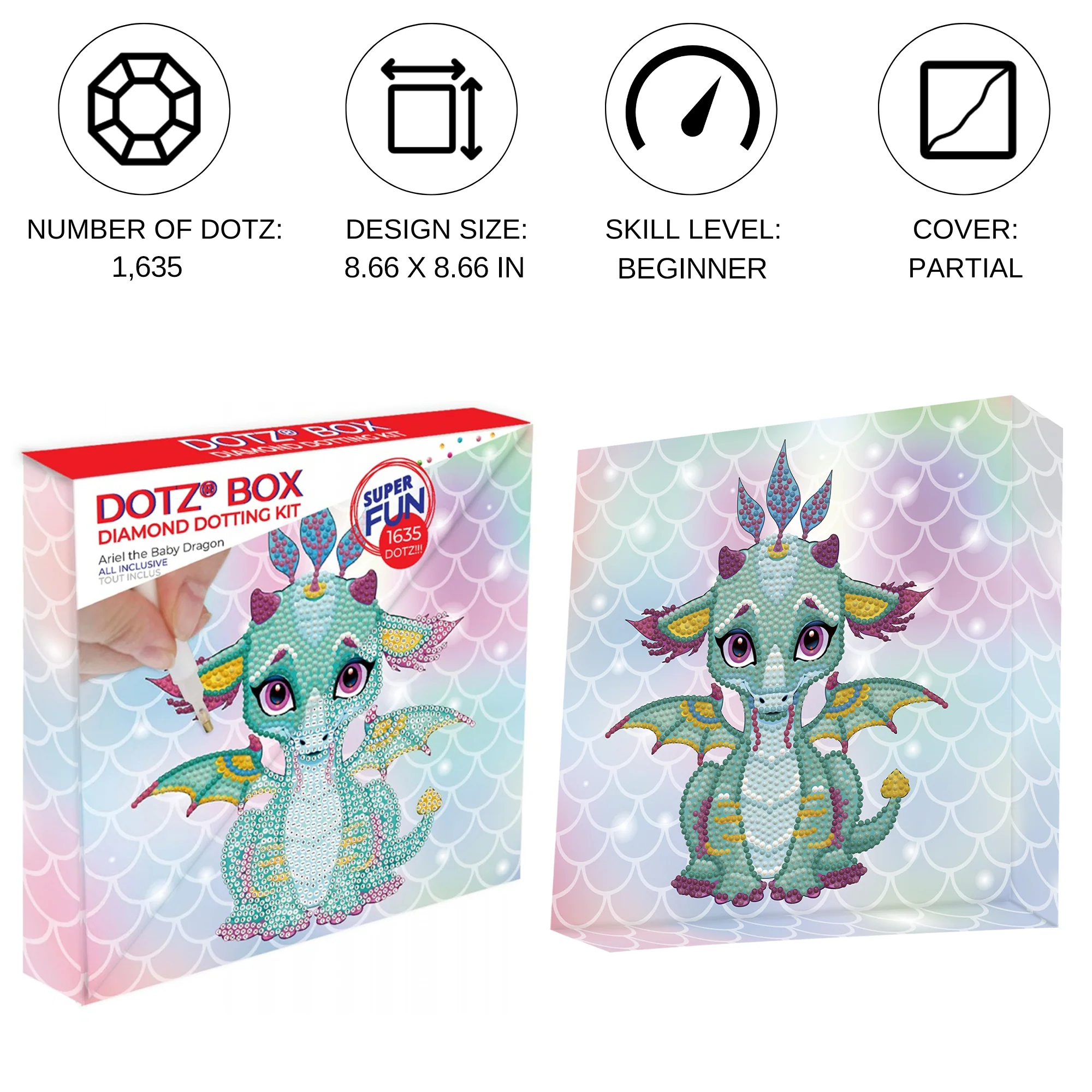 Diamond Dotz Decorative Box Ariel the Baby Dragon - 8.7" x 8.7" - Image 3