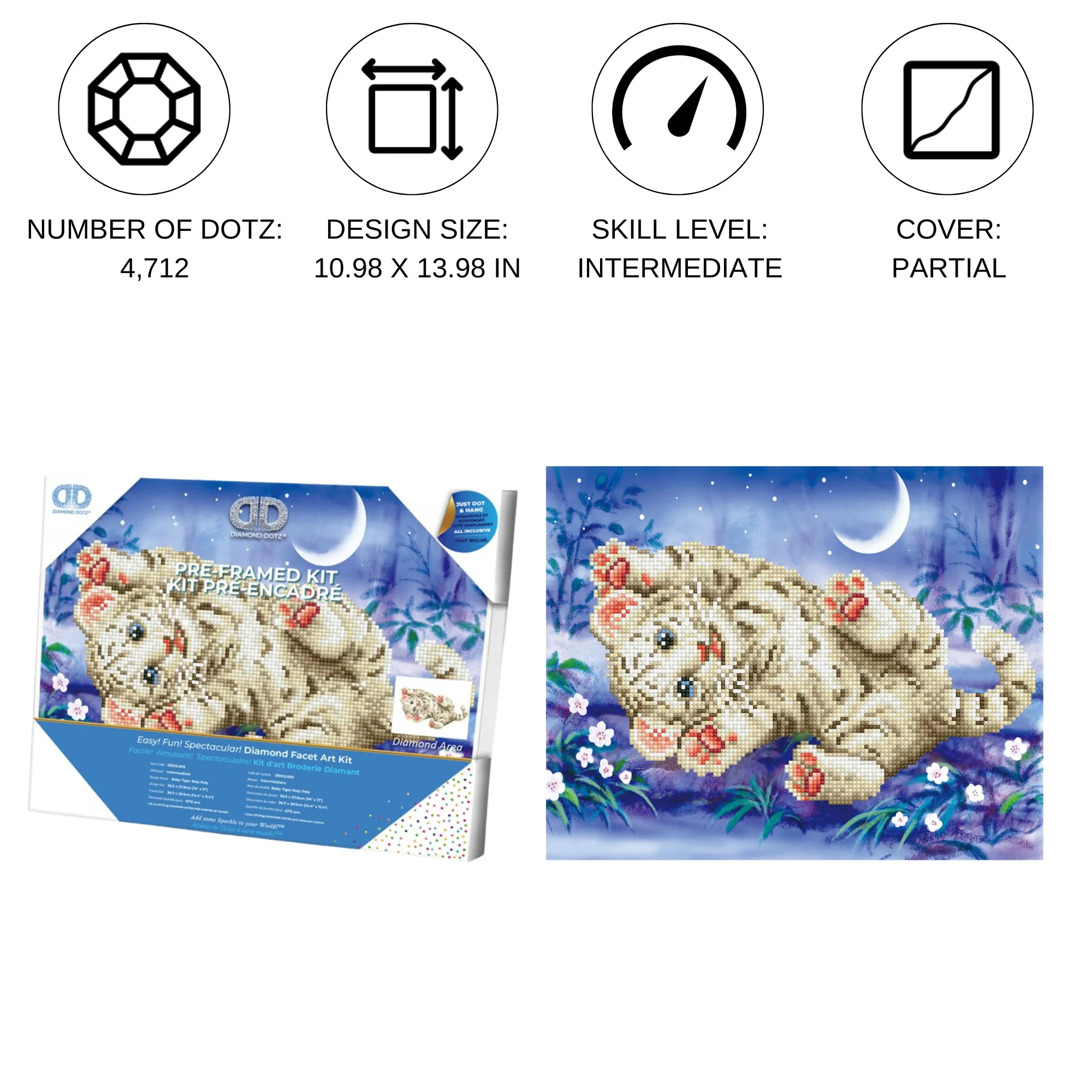 Diamond Dotz Baby Tiger Roly Poly with Frame - 14.0" x 11.0" - Image 4