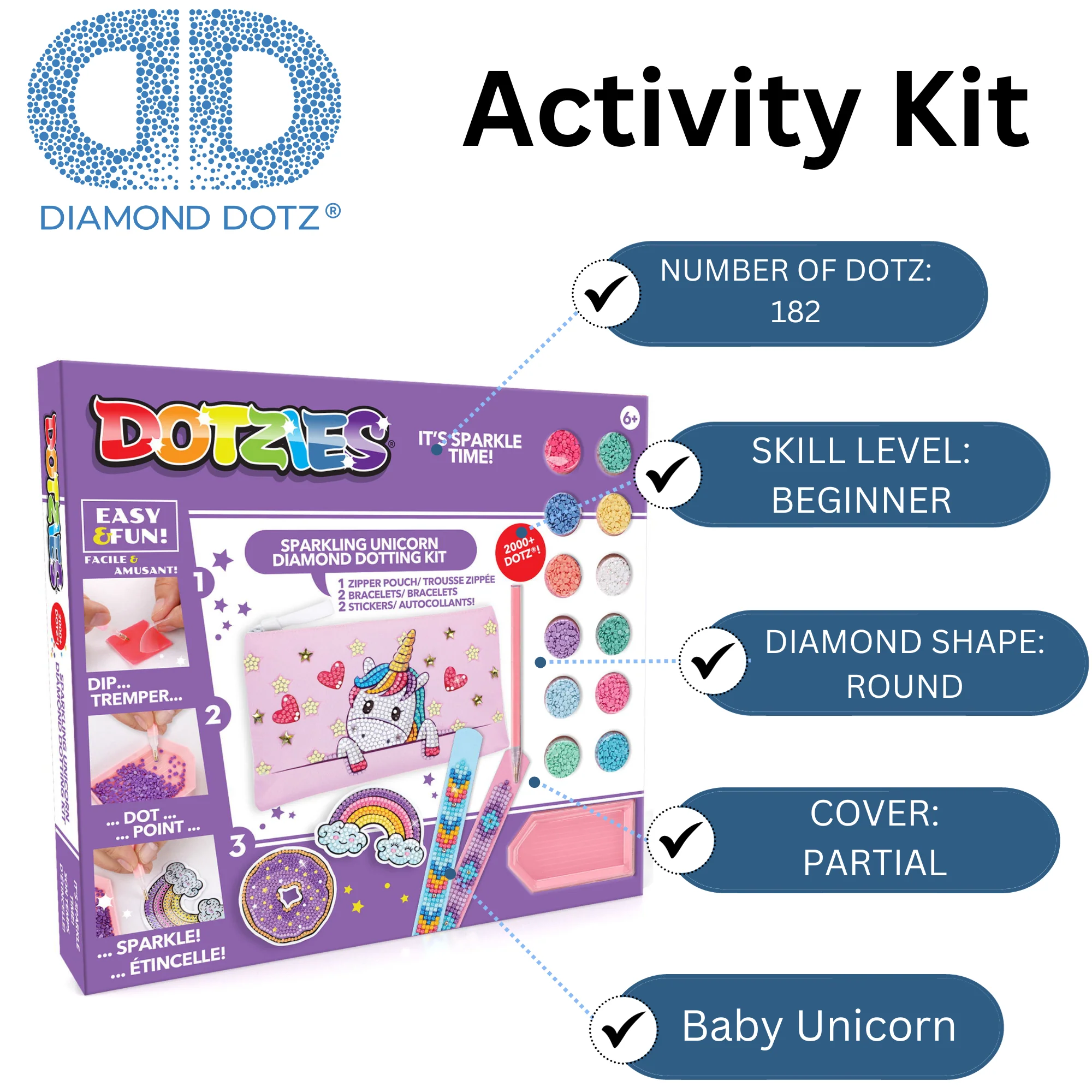 Diamond Dotz DOTZIES Activity Set Baby Unicorn Diamond Painting - Image 3