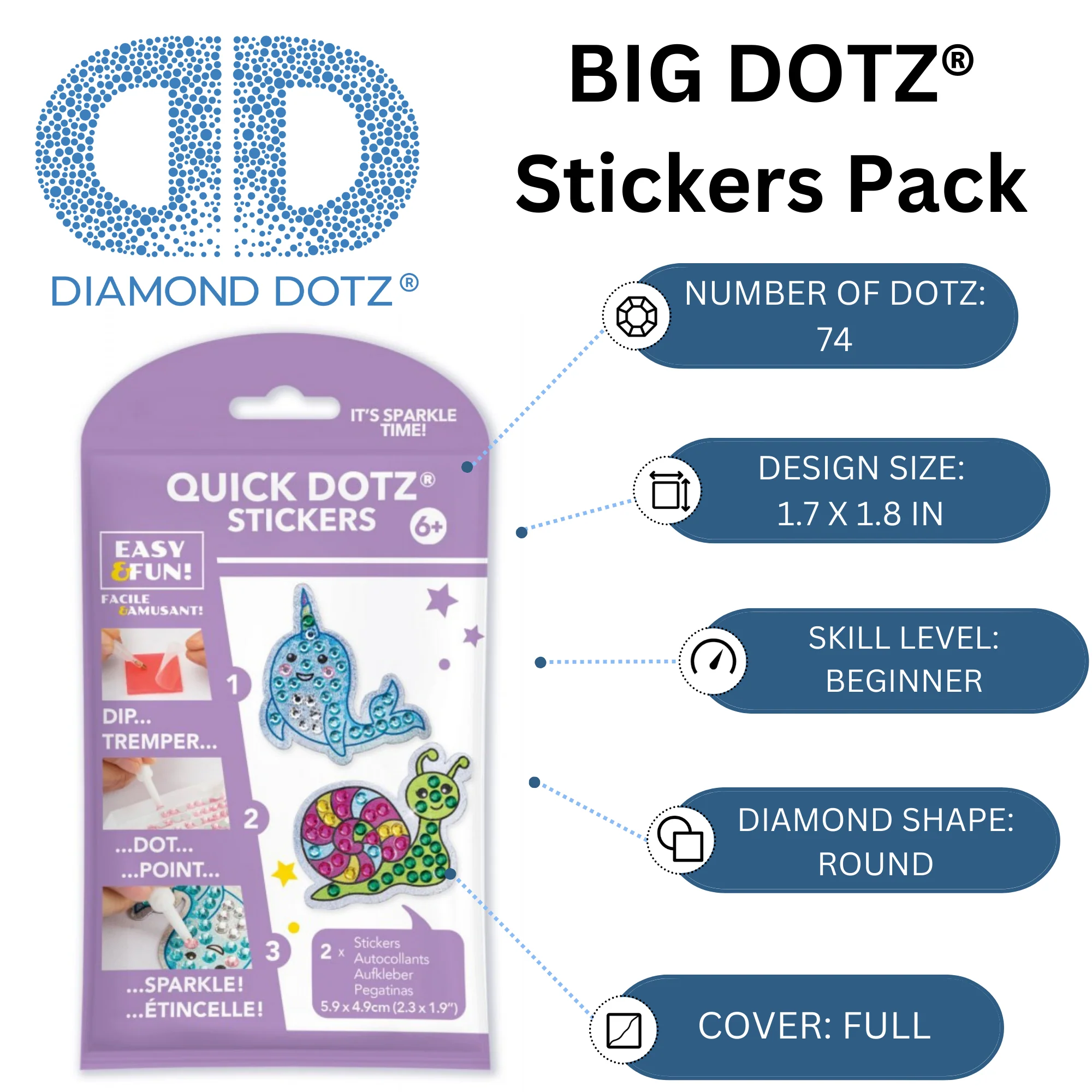 Diamond Dotz BIG DOTZ Stickers Pack 5 - Slip & Swim - Image 3