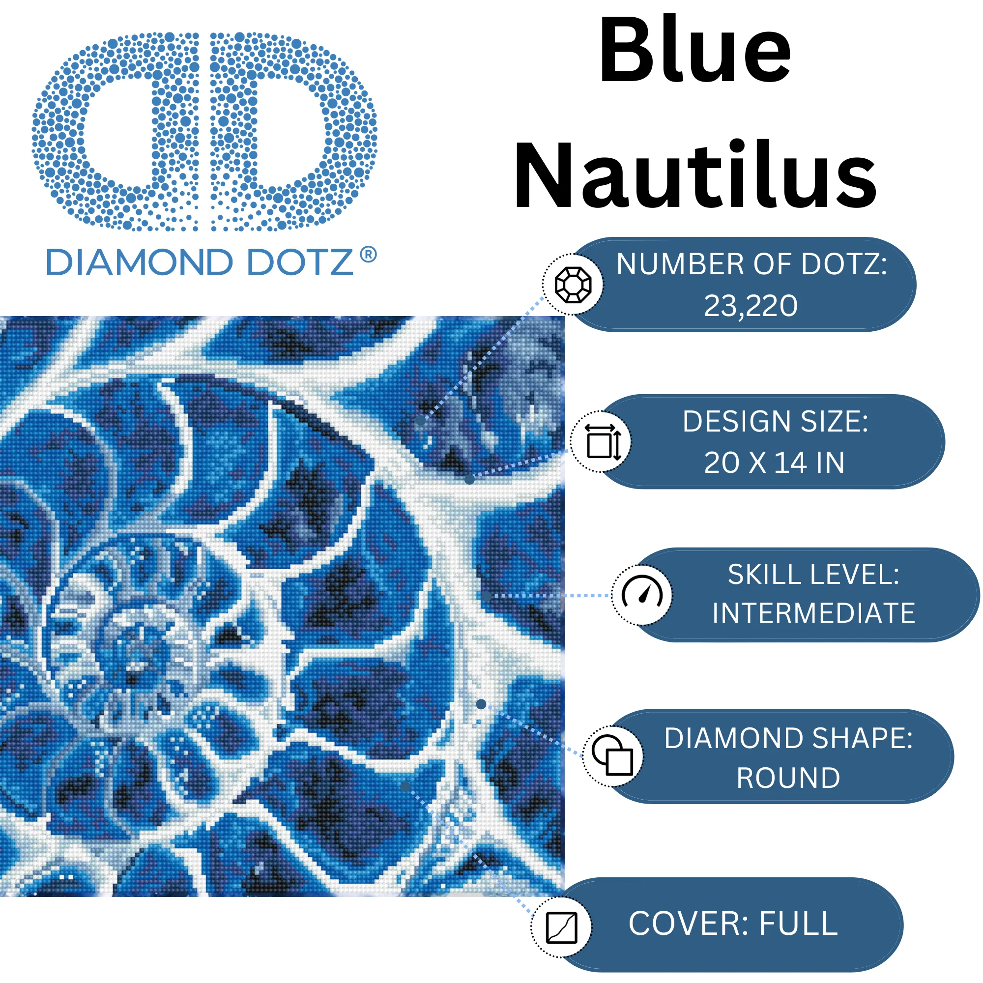 Diamond Dotz Blue Nautilus - 20.1" x 14.6" - Image 3