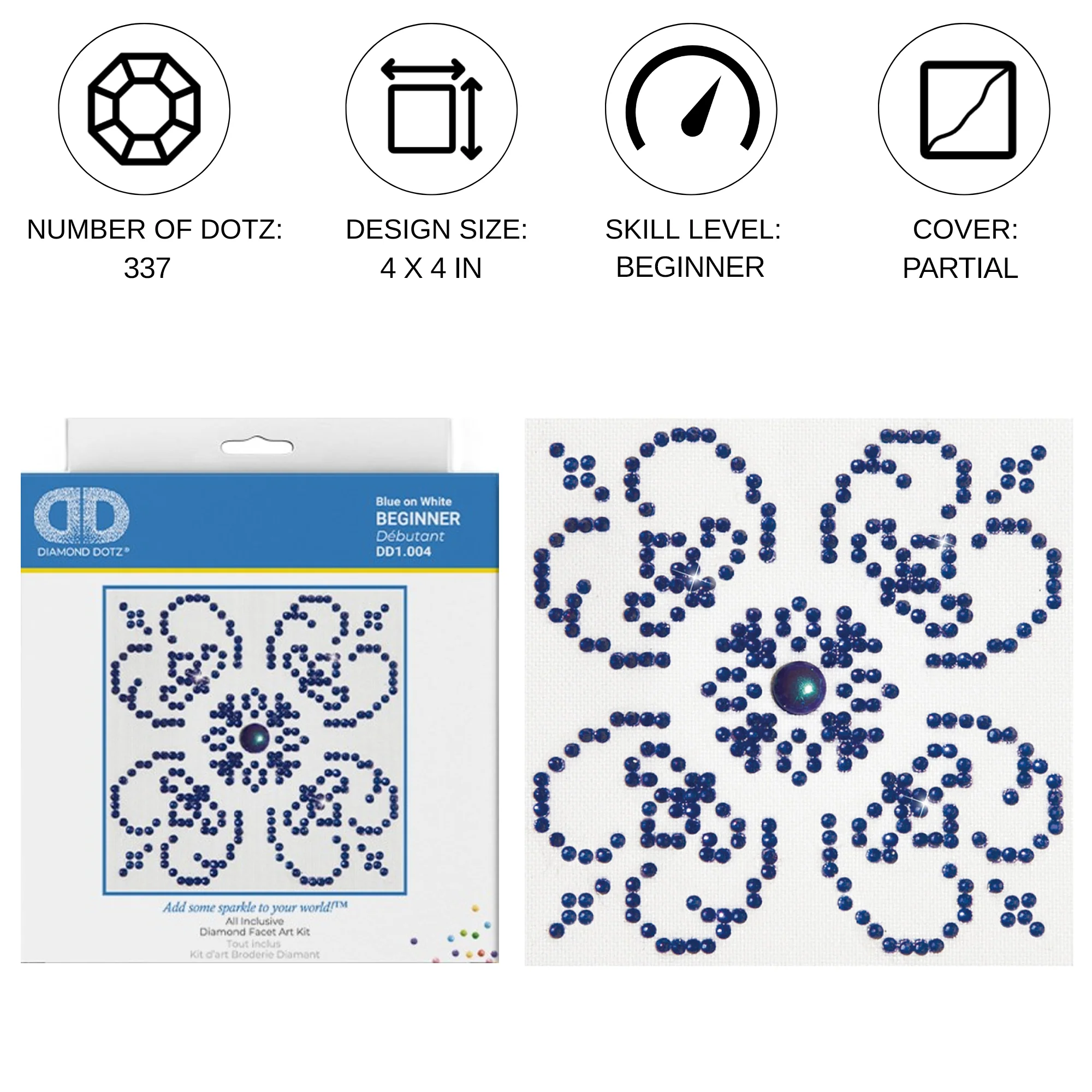 Diamond Dotz Blue on White - 4.0" x 4.0" - Image 3