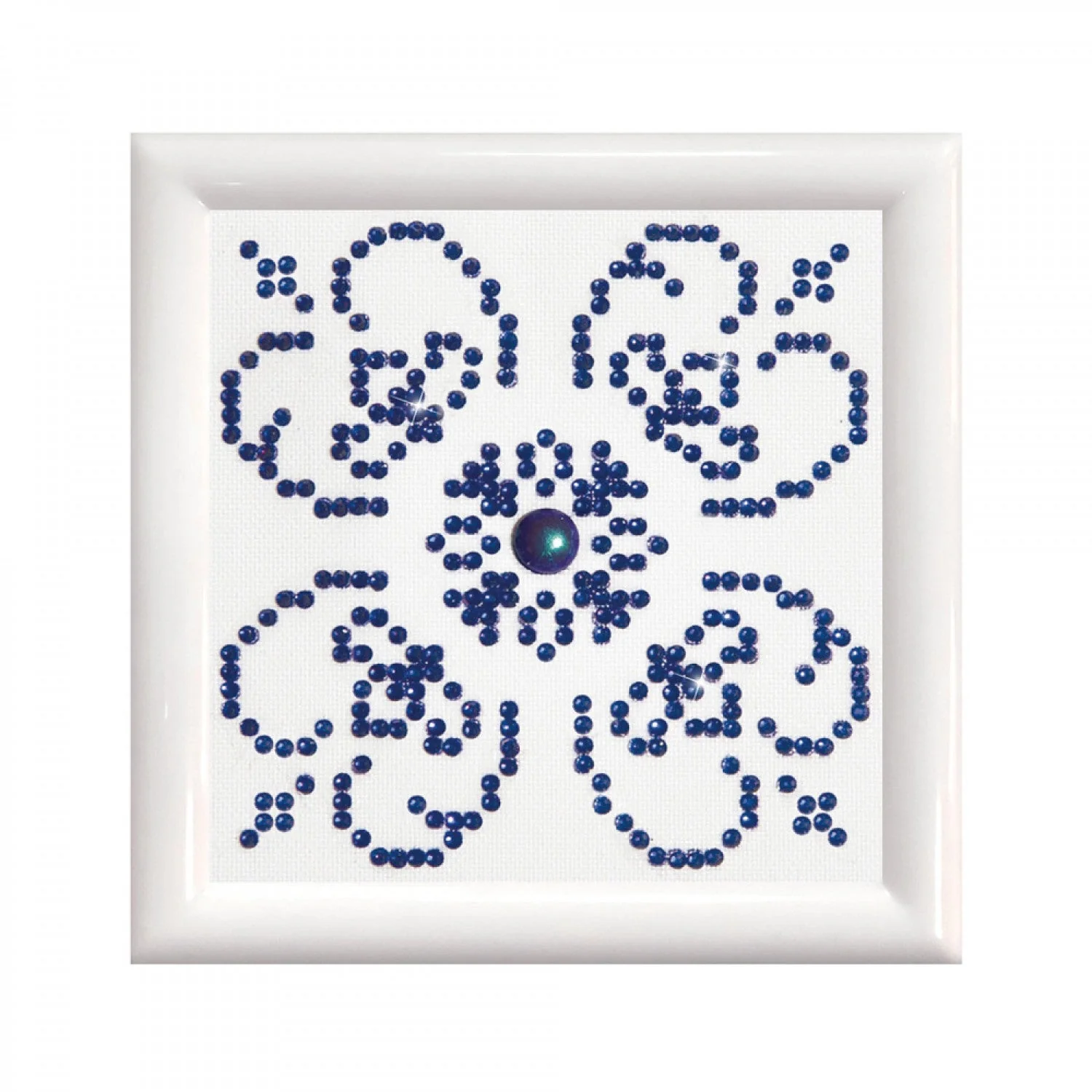 Diamond Dotz Blue on White with Frame - 4.0" x 4.0"