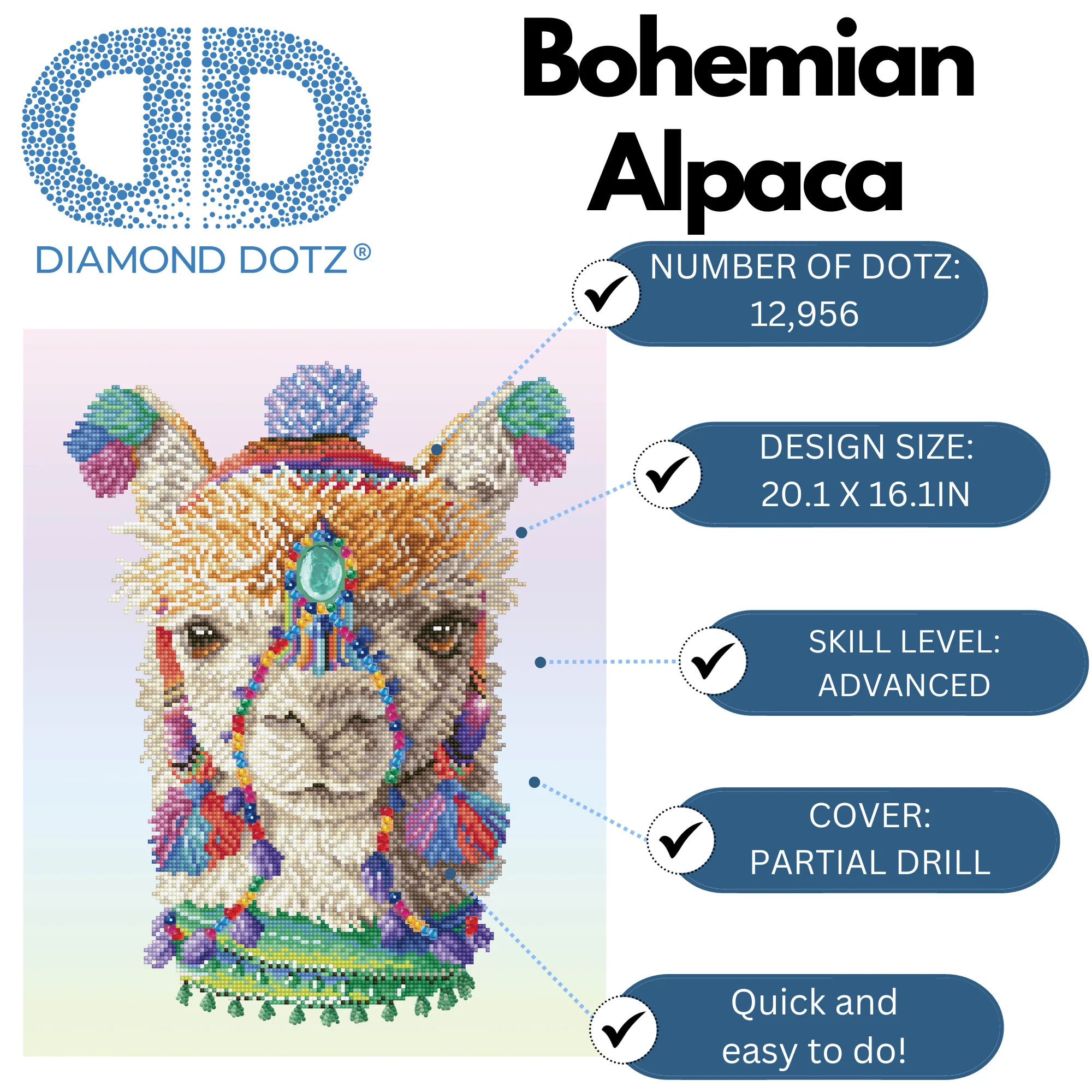 Diamond Dotz Bohemian Alpaca - 16.1" x 20.1" - Image 5