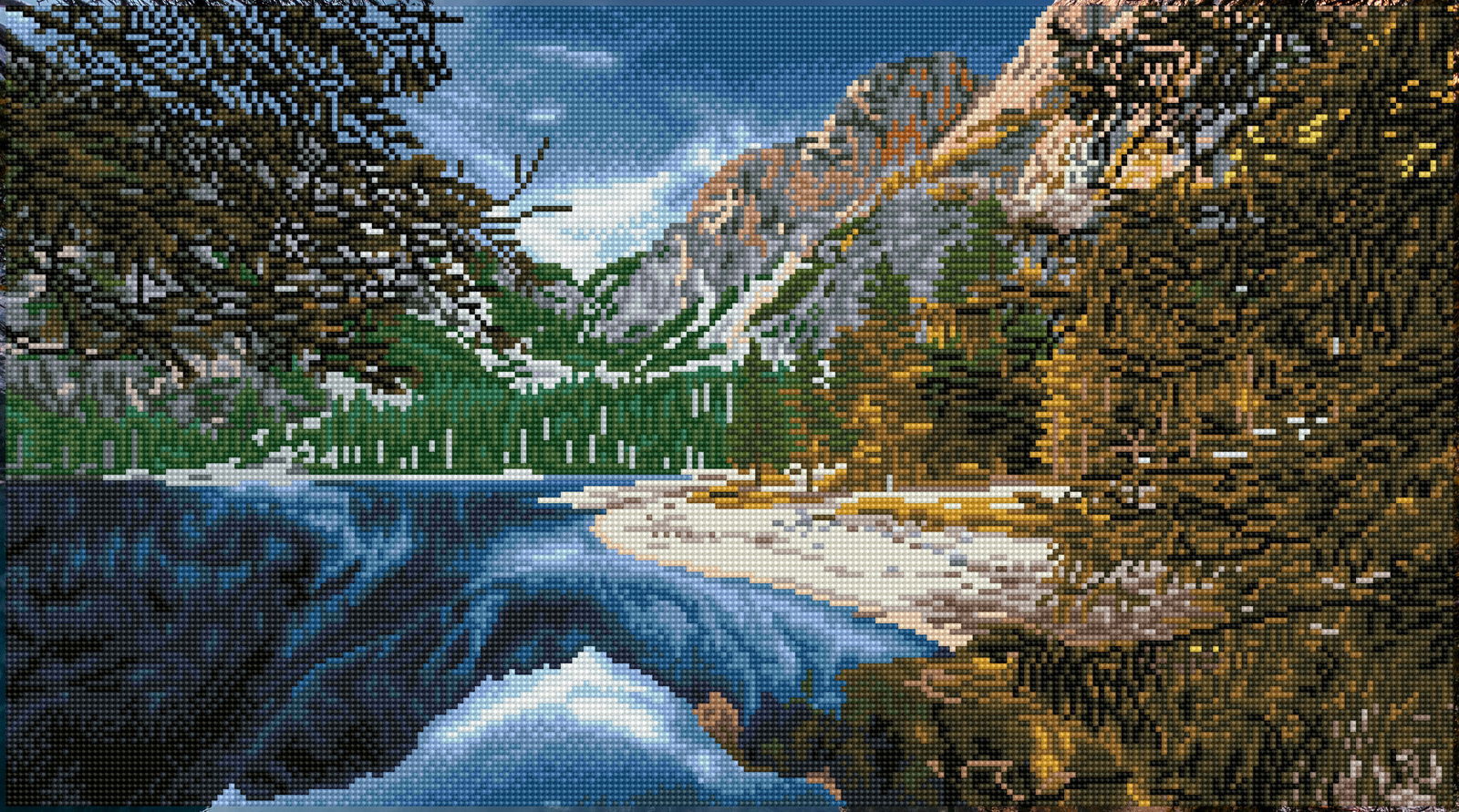 Diamond Dotz Braies Lake  Dolomites  Italy - 28.4" x 15.8"