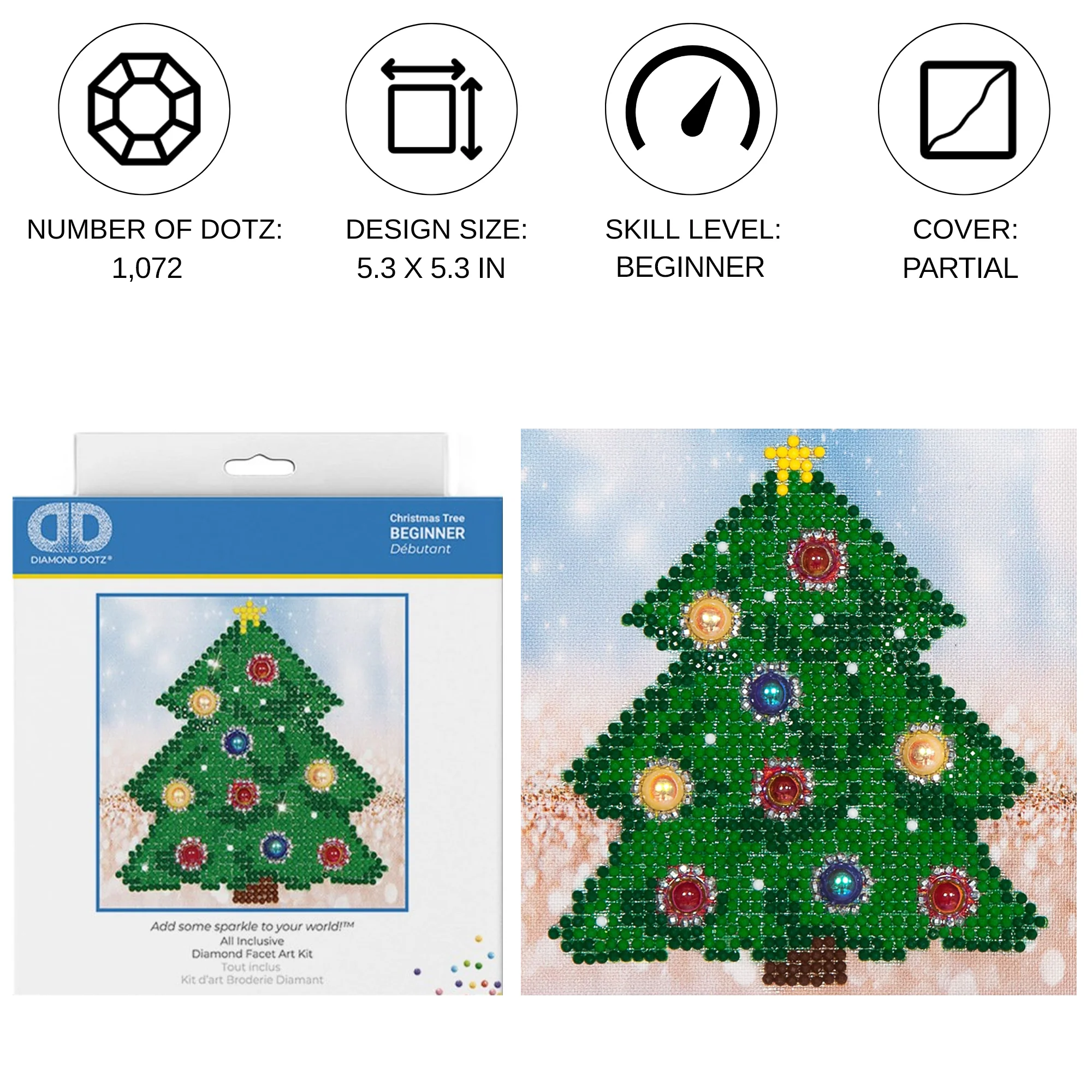 Diamond Dotz Christmas Tree Picture - 5.3" x 5.3" - Image 3