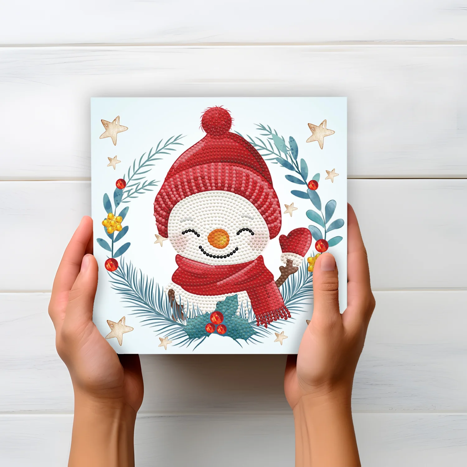 Diamond Dotz Decorative Box Christmas Trio Snowman - 8.7" x 8.7" - Image 3