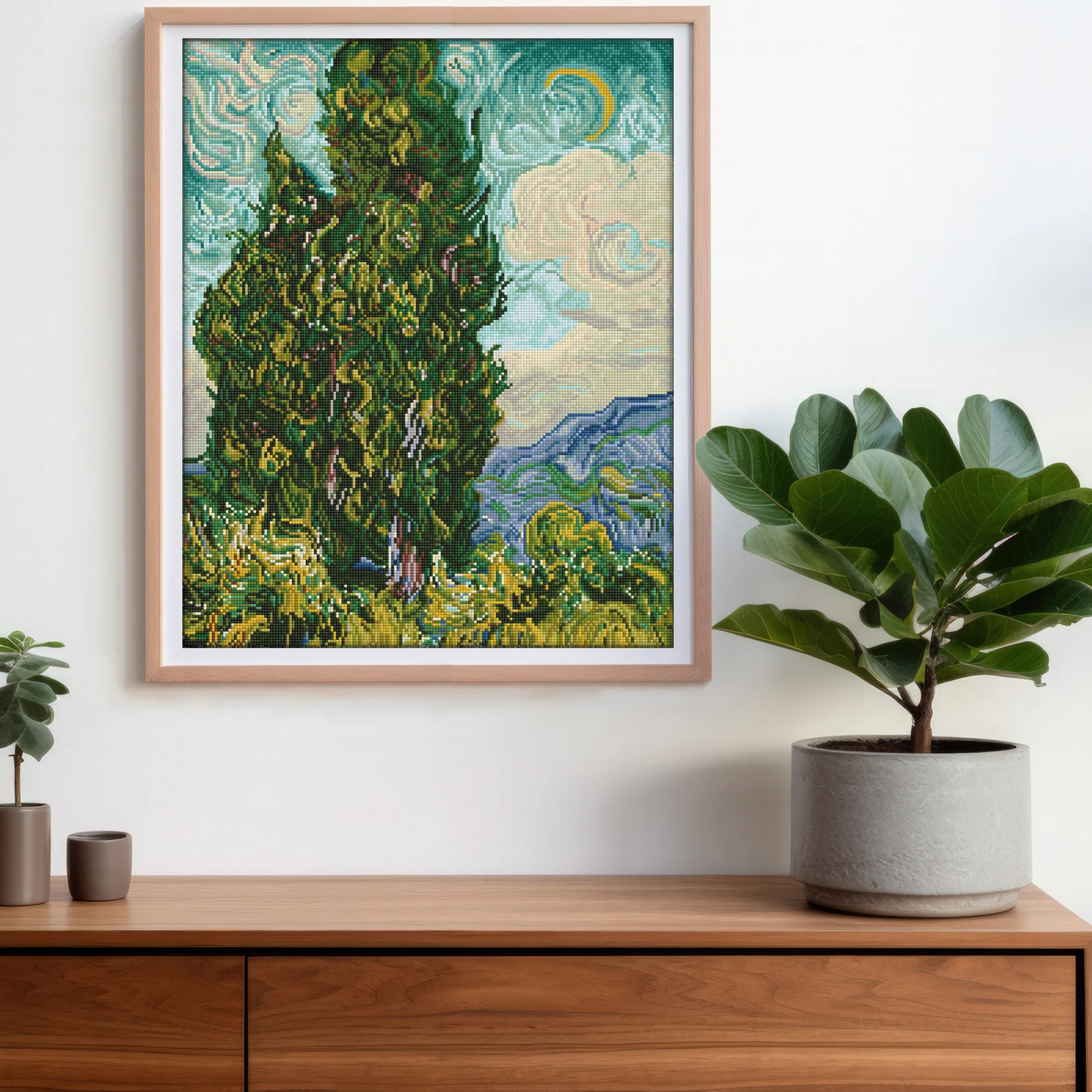 Diamond Dotz Cypresses (apres Van Gogh) - 19.9" x 24.6" - Image 3