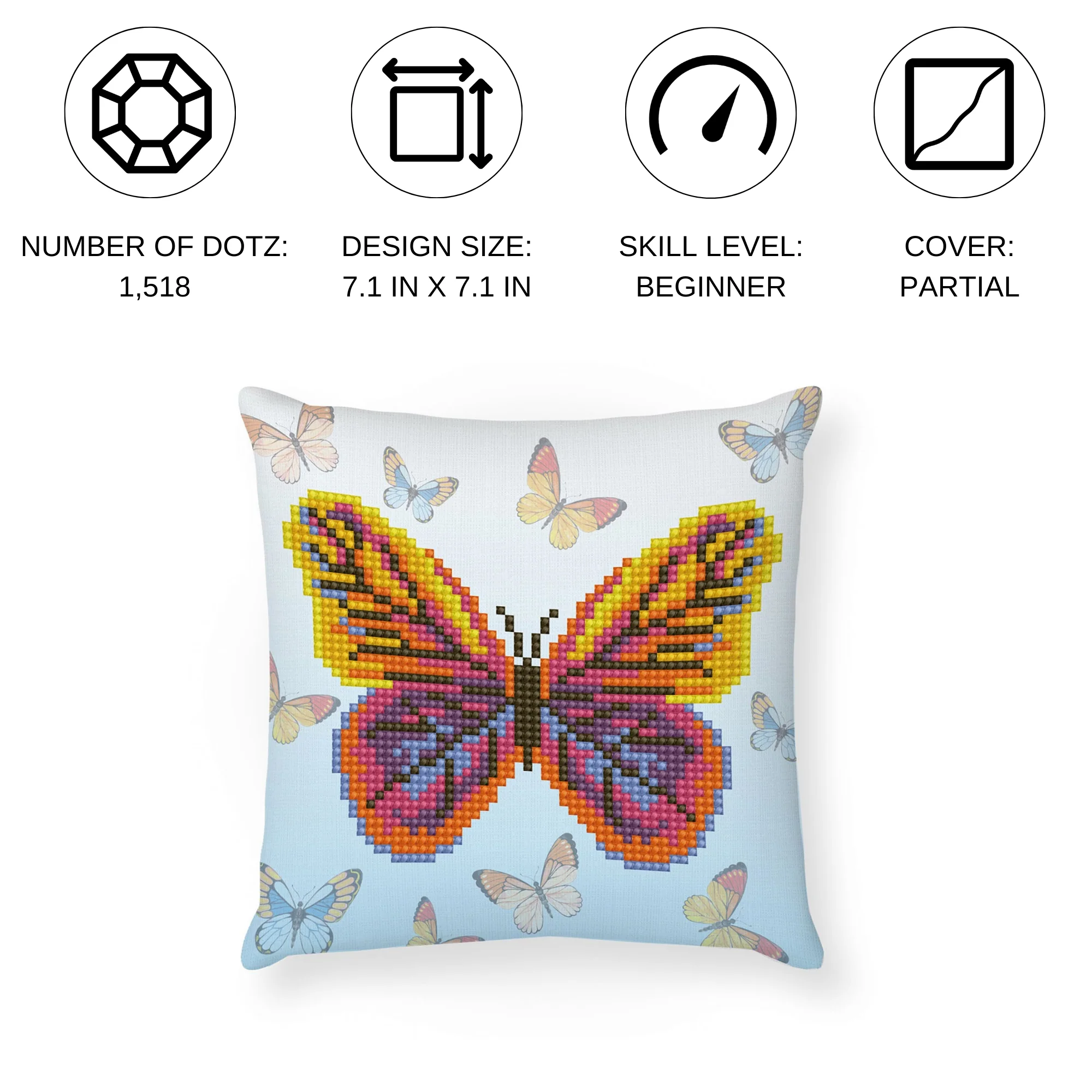 Diamond Dotz Butta Flutta Mini Pillow - 7.1" x 7.1" - Image 5