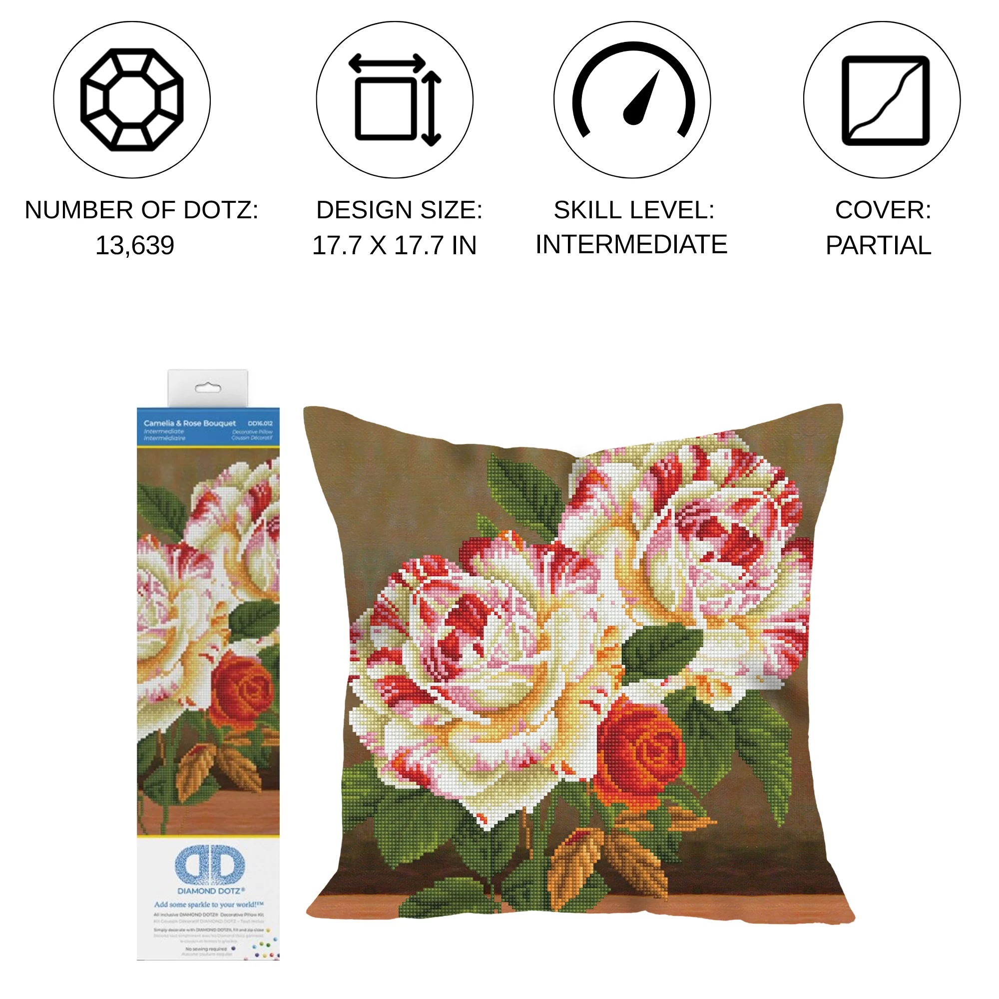 Diamond Dotz Camellia & Rose Bouquet - 17.7" x 17.7" - Image 3