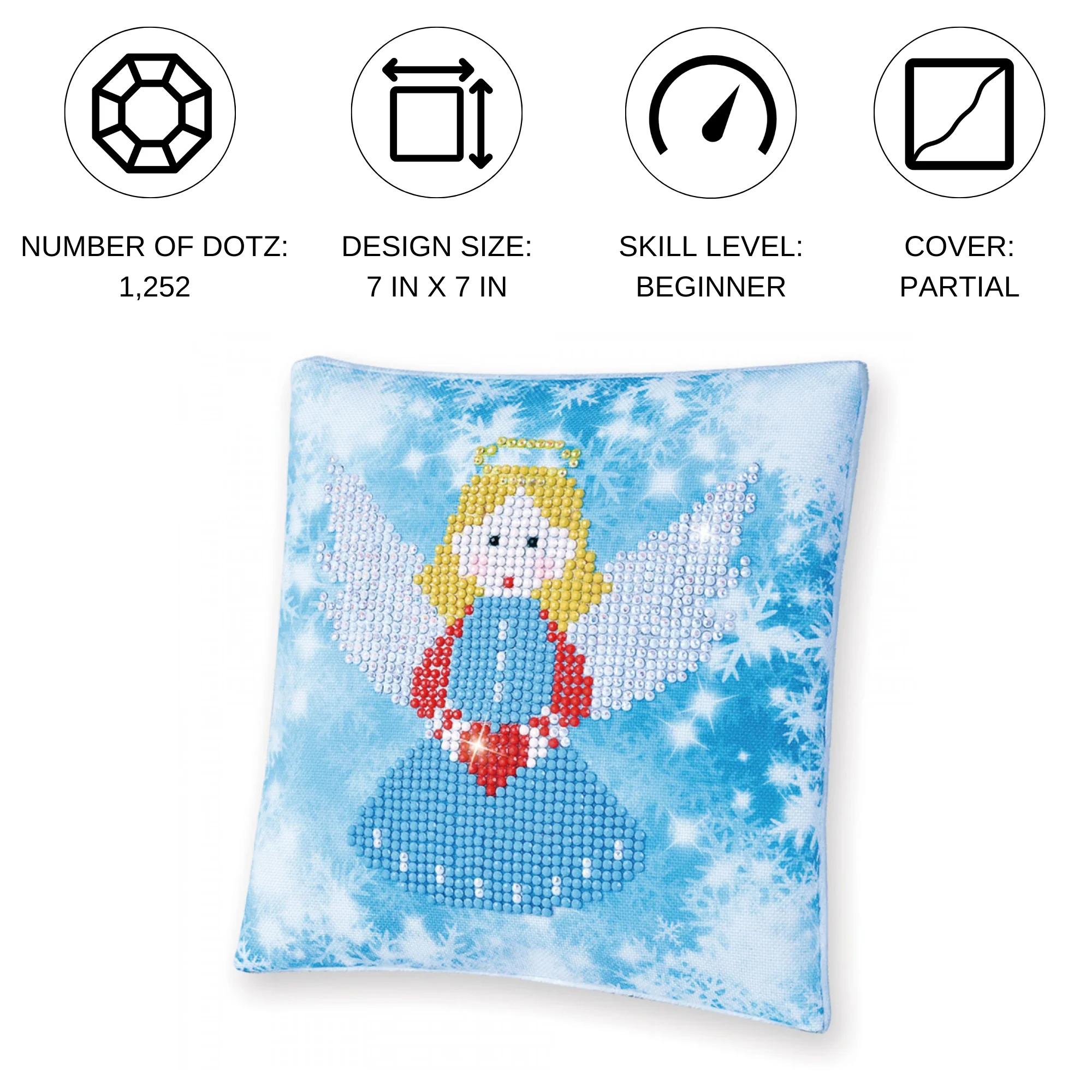 Diamond Dotz Christmas Angel Pillow - 7.1" x 7.1" - Image 4