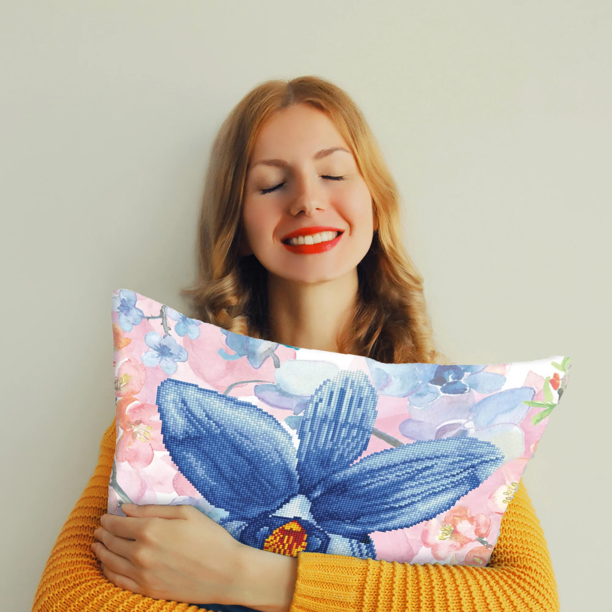 Diamond Dotz Sparkle Garden Blue Pillow - 17.7" x 17.7" - Image 4