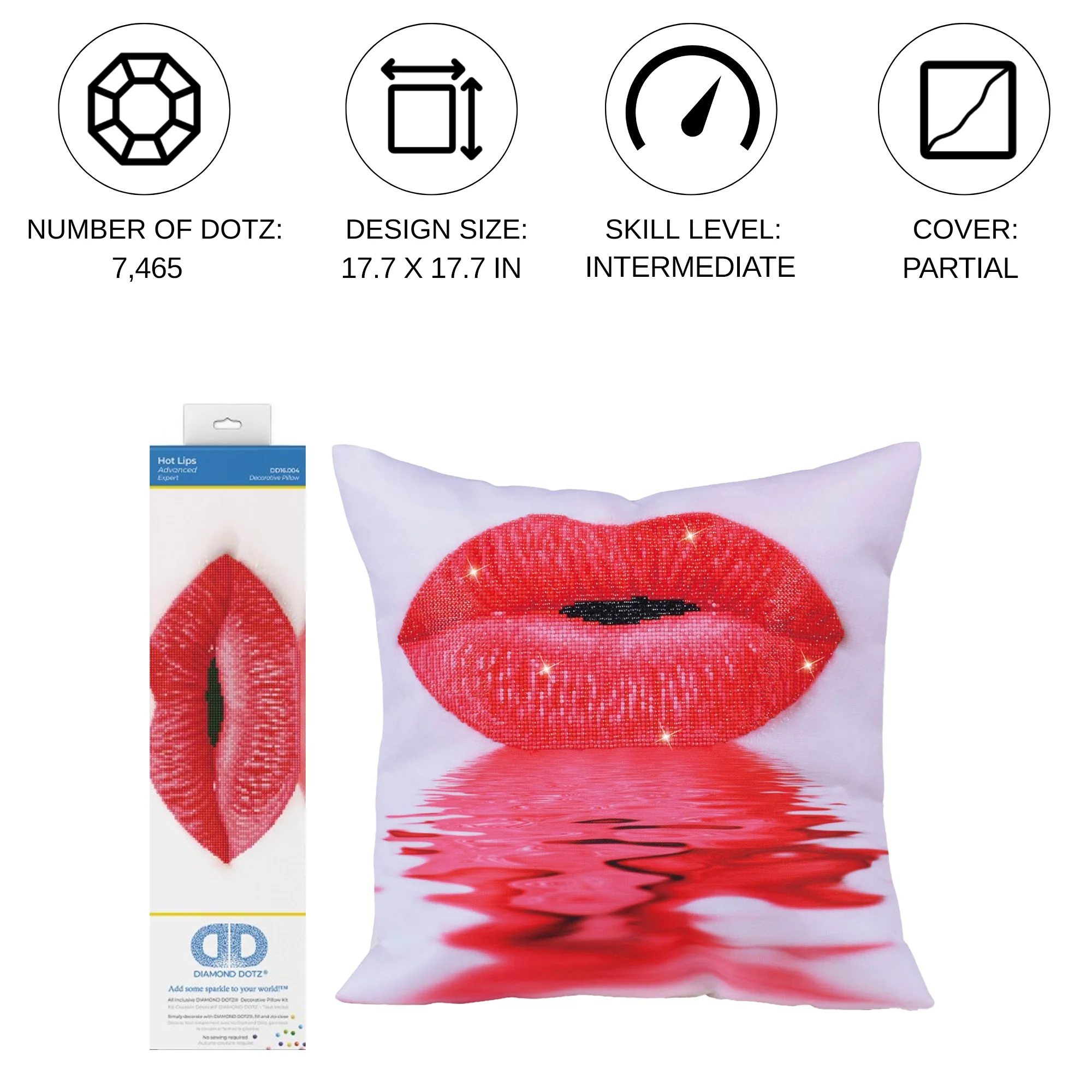 Diamond Dotz Hot Lips Pillow - 17.7" x 17.7" - Image 3