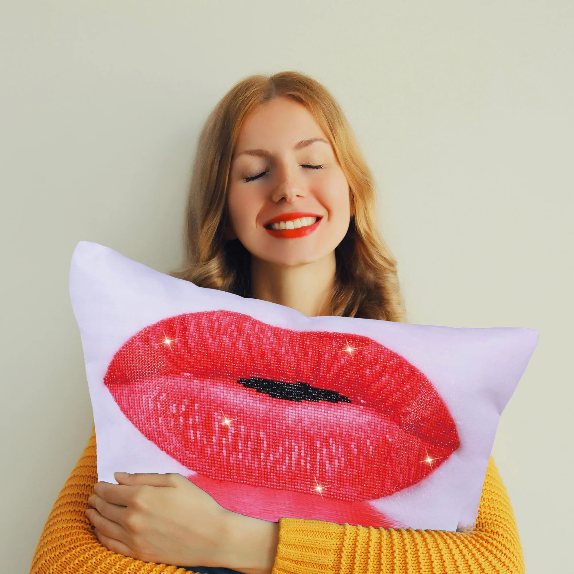 Diamond Dotz Hot Lips Pillow - 17.7" x 17.7" - Image 4
