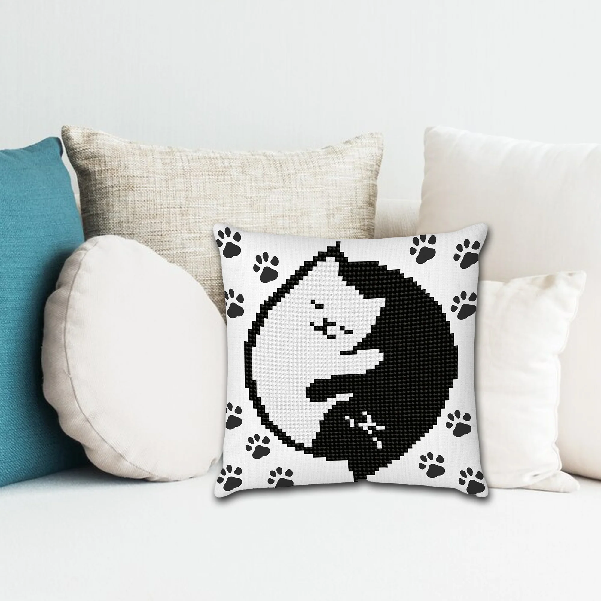 Diamond Dotz Kitty Glow Mini Pillow - 7.1" x 7.1" - Image 4