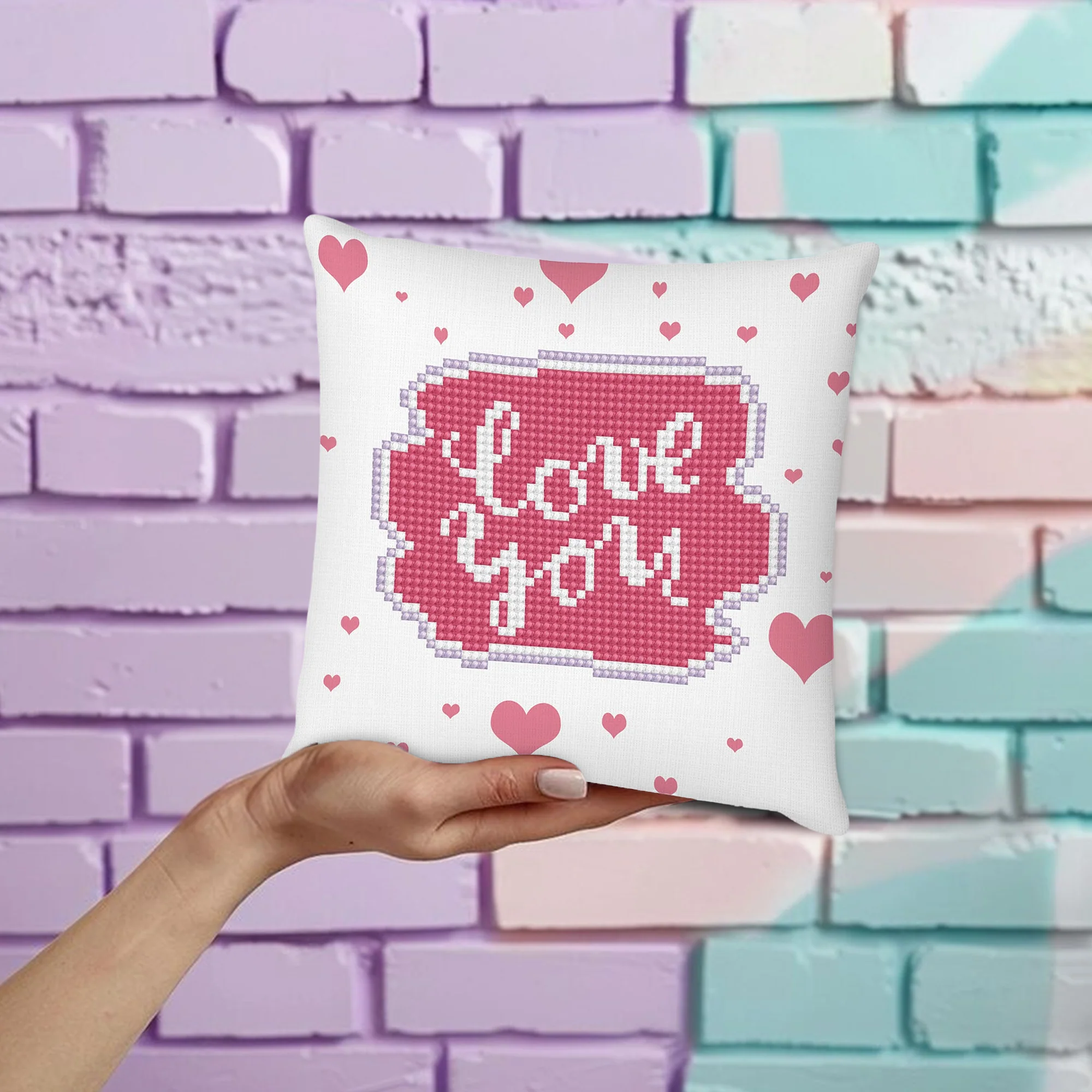 Diamond Dotz Love You Mini Pillow - 7.1" x 7.1" - Image 2