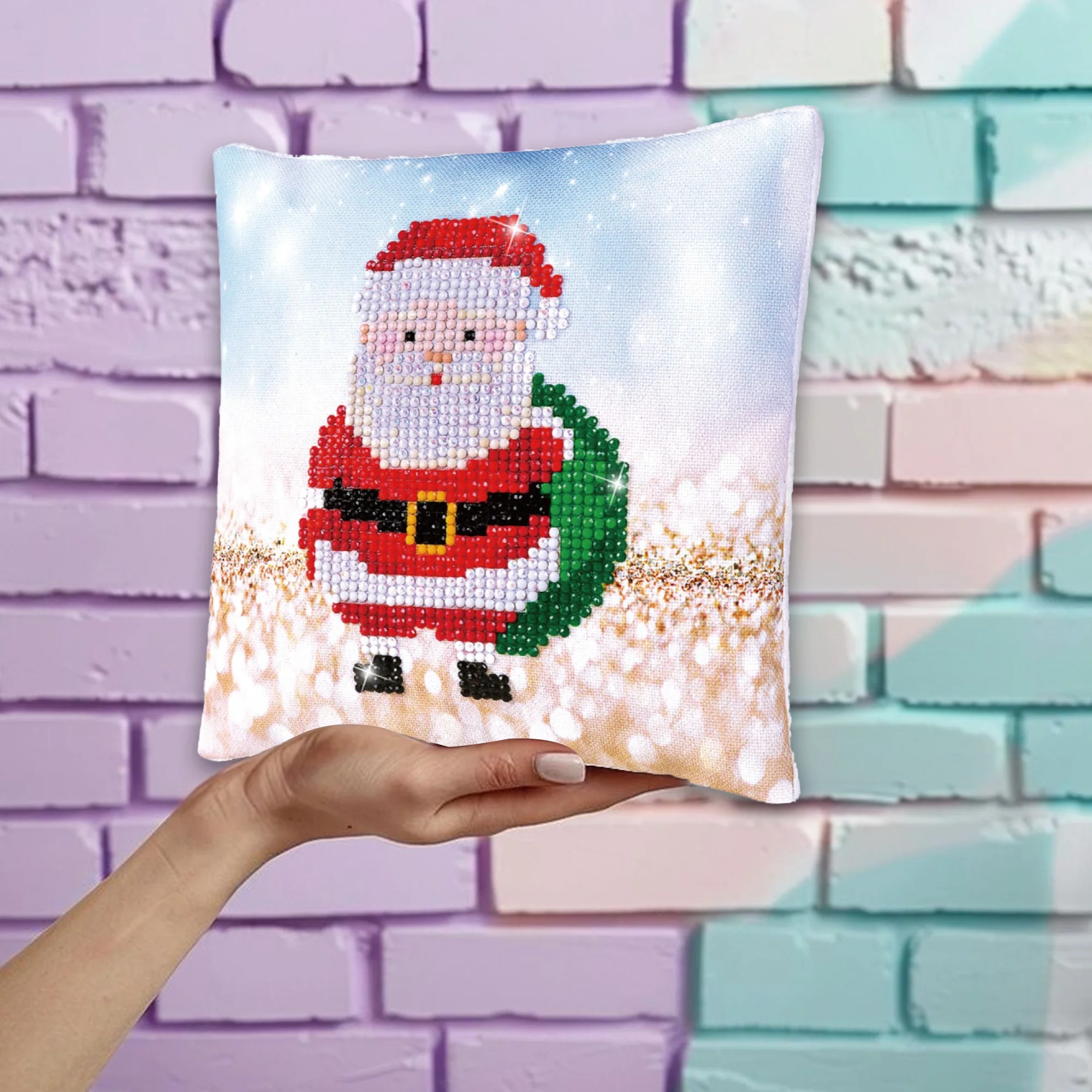 Diamond Dotz Santa Claus Sack Pillow - 7.1" x 7.1" - Image 3