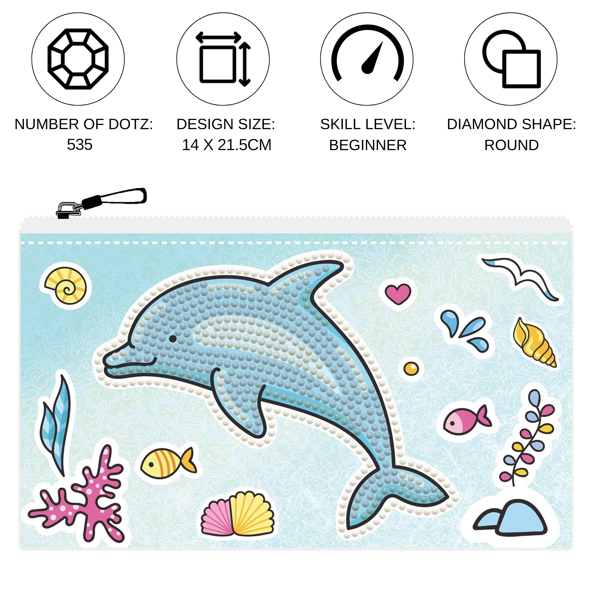 Diamond Dotz DOTZIES DOLPHIN PARTY Diamond Painting - 7.5" x 4.3" - Image 4