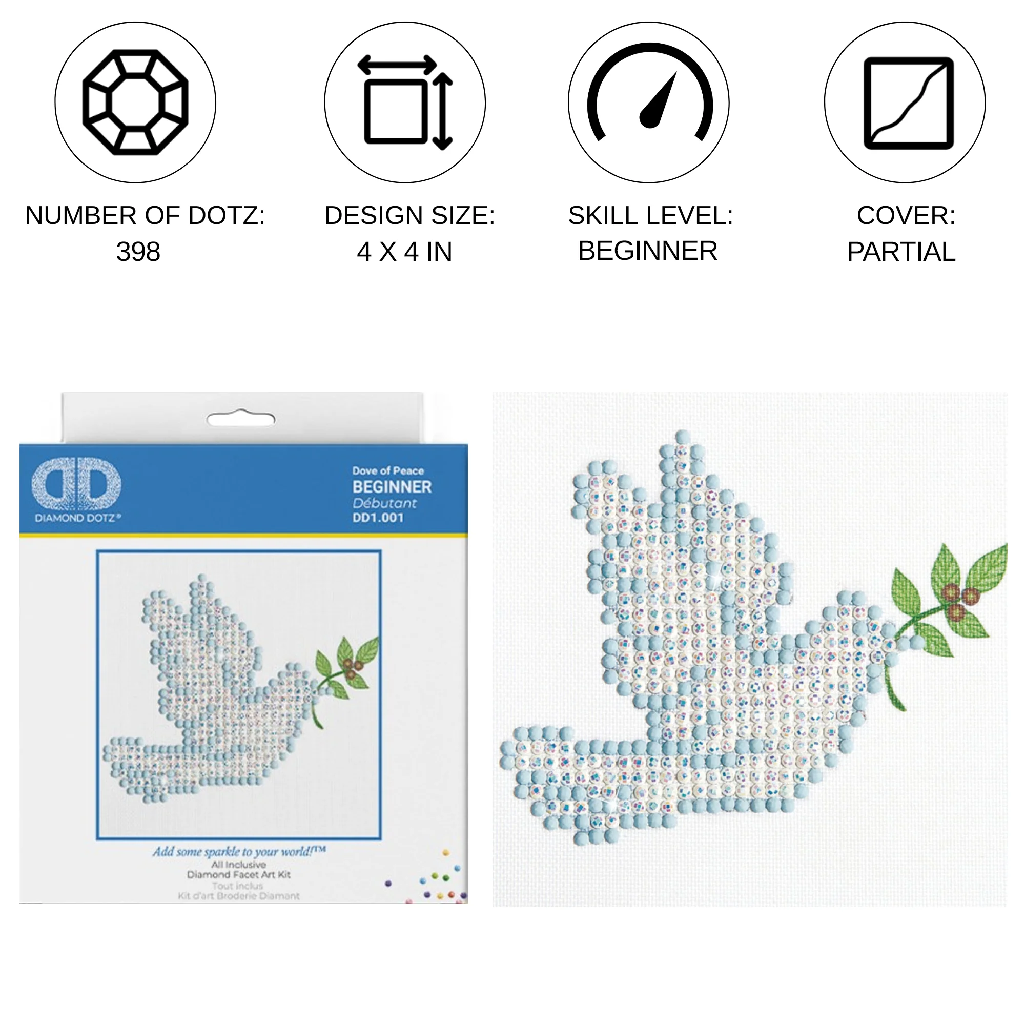 Diamond Dotz Dove of Peace - 4.0" x 4.0" - Image 3
