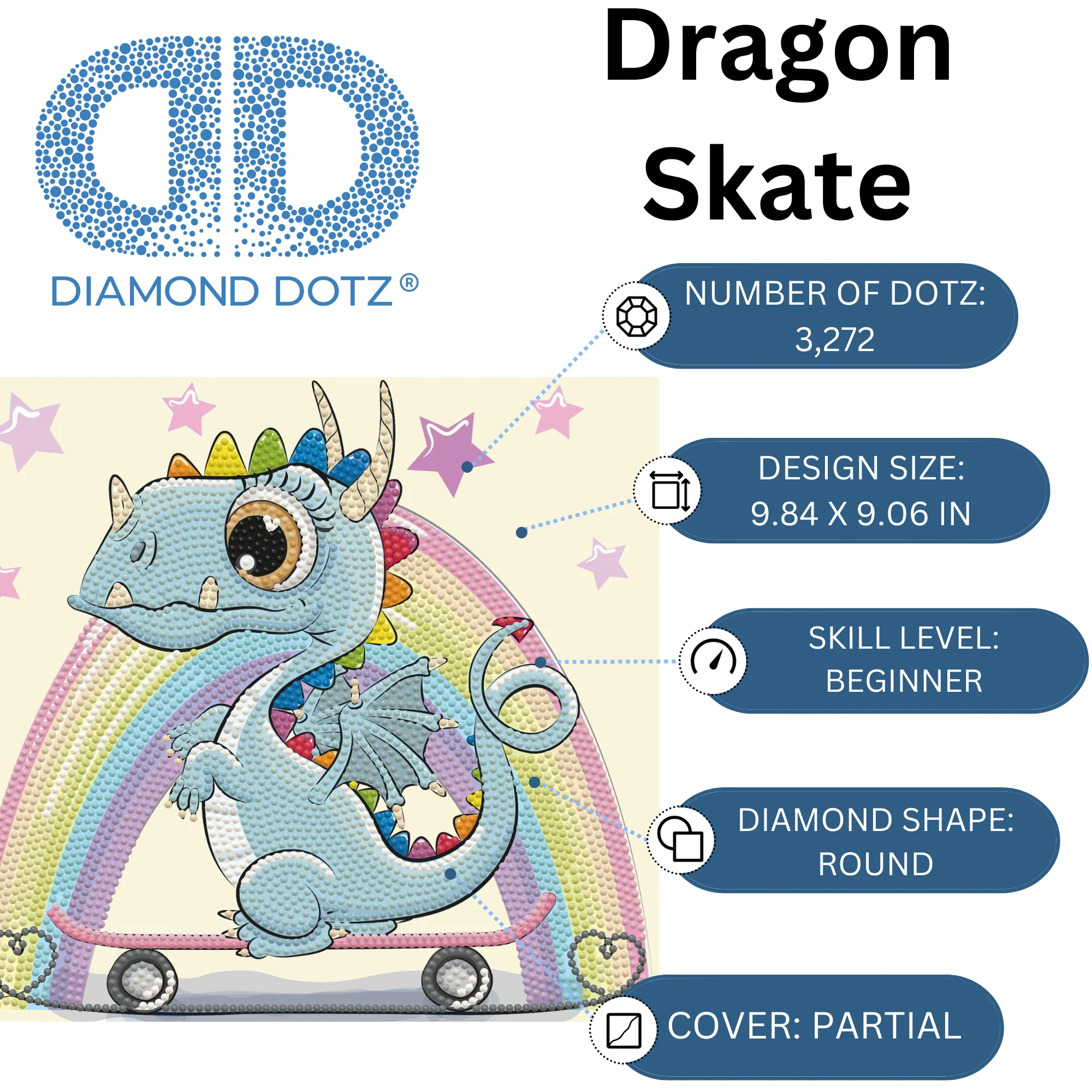 Diamond Dotz Dragon Skate - 9.8" x 9.1" - Image 3