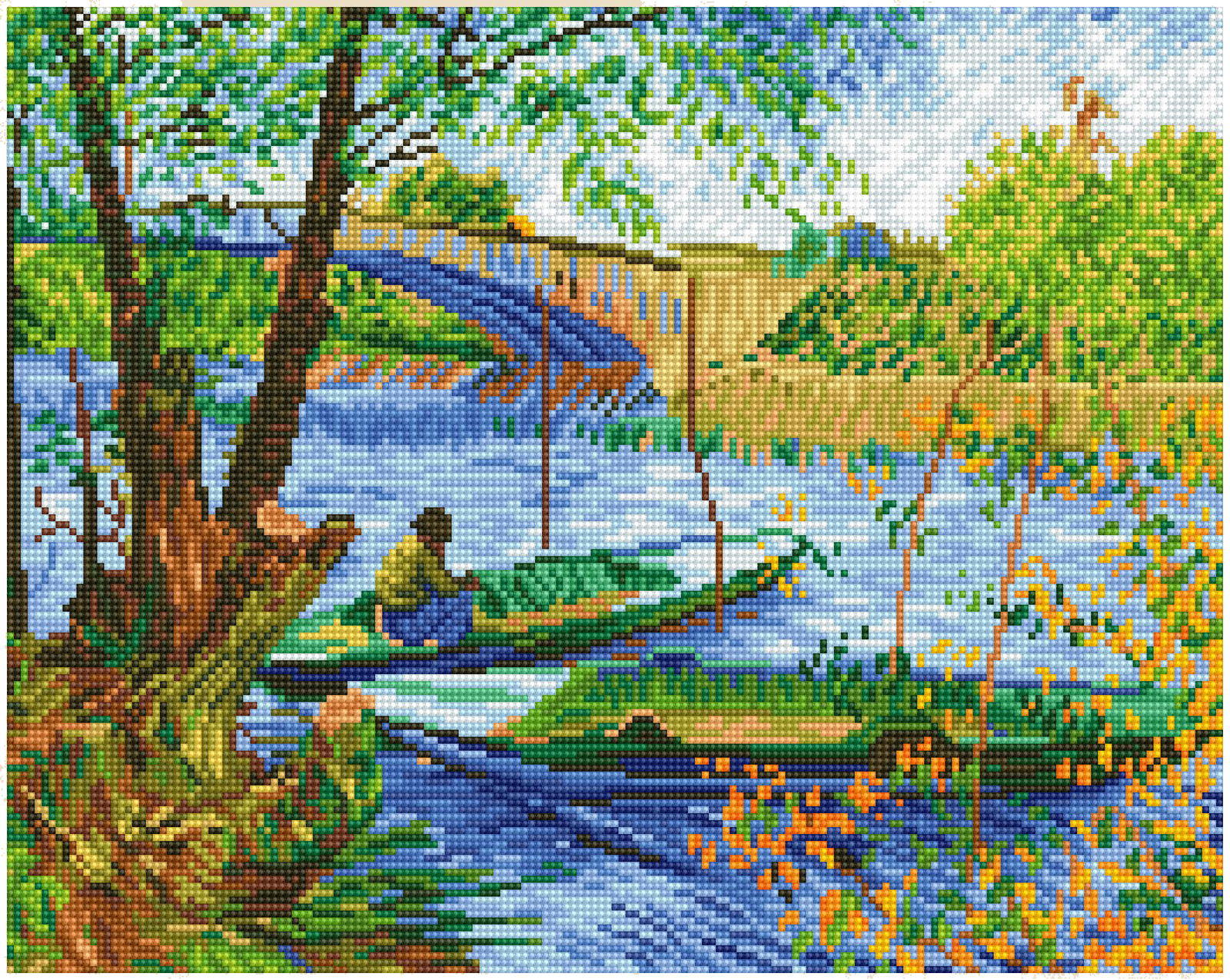 Diamond Dotz Fishing In Spring (Van Gogh) - 19.7" x 15.8"