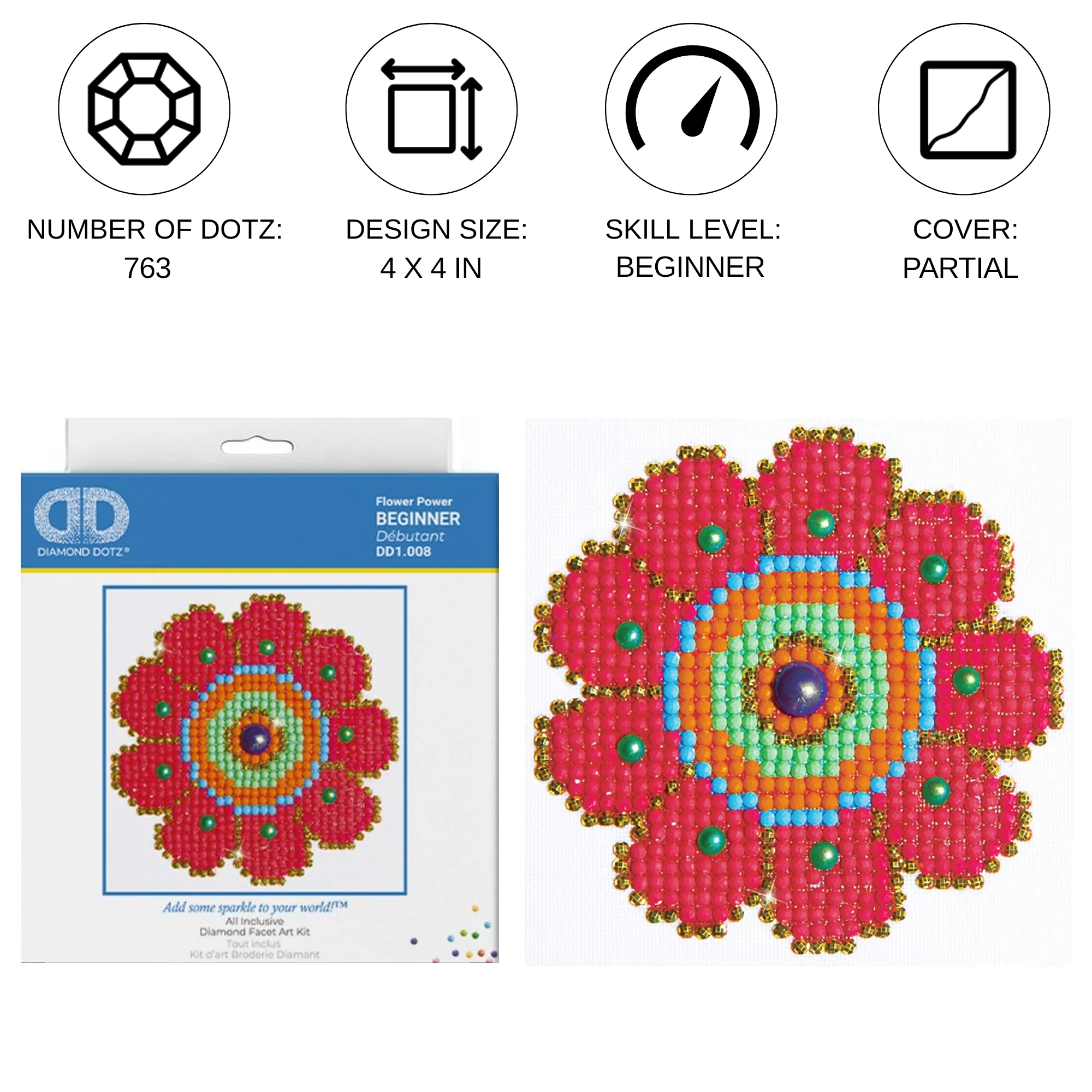 Diamond Dotz Flower Power - 4.0" x 4.0" - Image 3