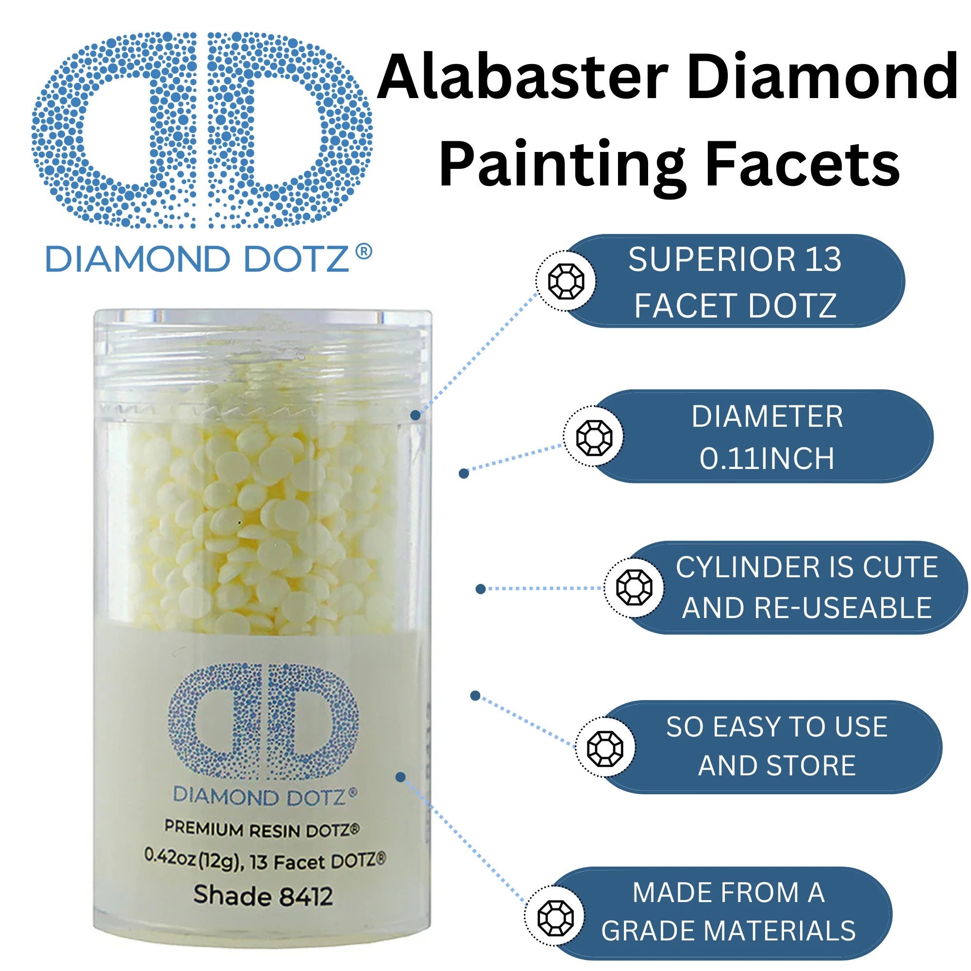 Diamond Dotz 2.8MM 12G DOTZ Cylinder - Alabaster - Image 5