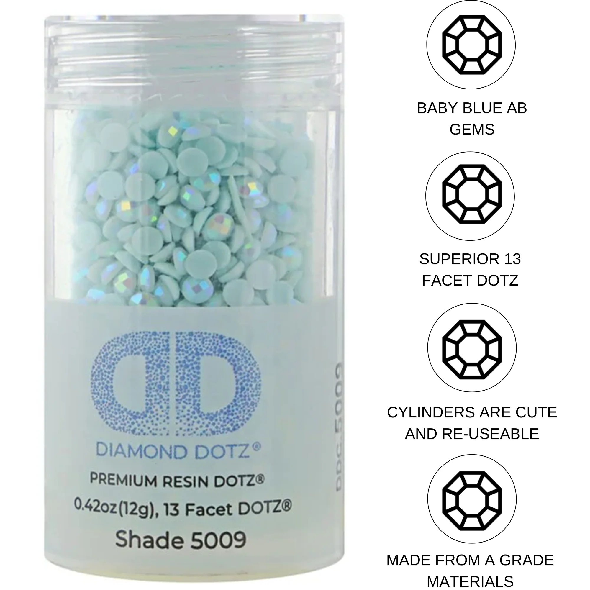 Diamond Dotz 2.8MM 12G DOTZ Cylinder - Baby Blue AB - Image 5