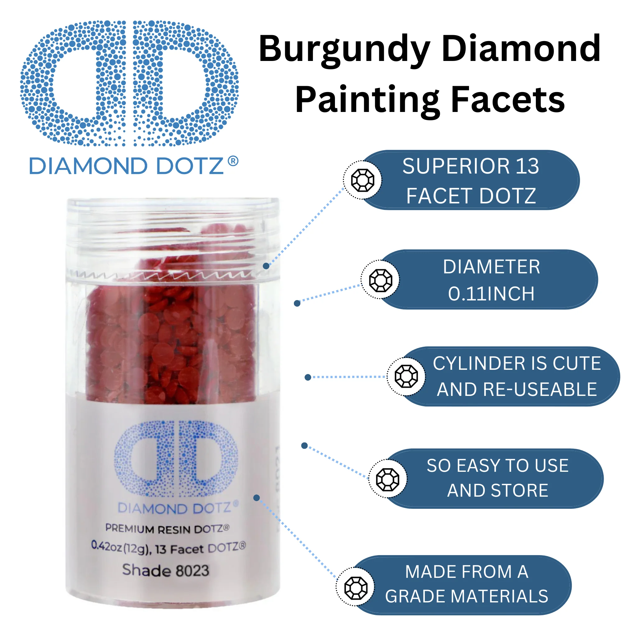 Diamond Dotz 2.8MM 12G DOTZ Cylinder - Burgundy - Image 5