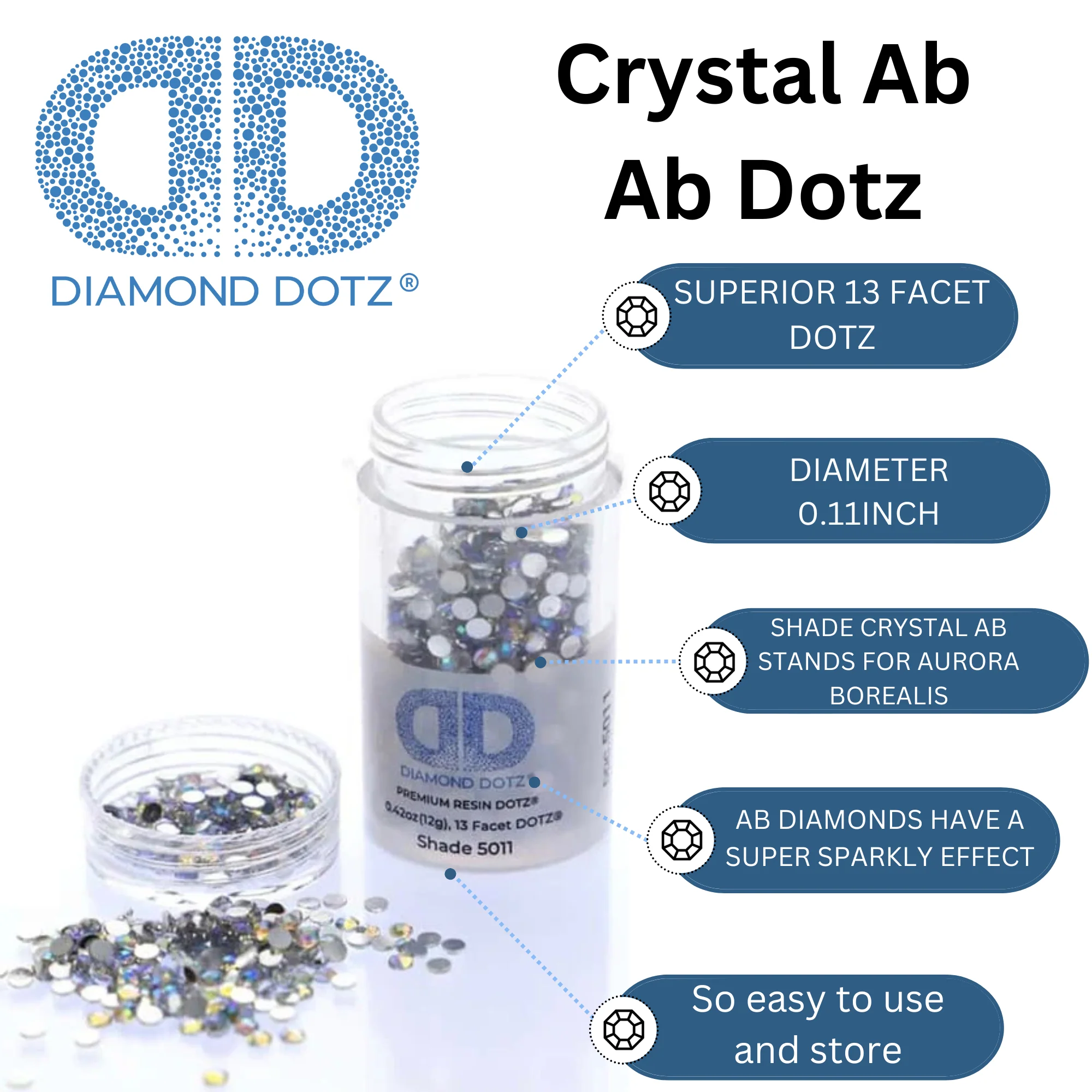 Diamond Dotz 2.8MM 12G DOTZ Cylinder - Crystal AB - Image 6