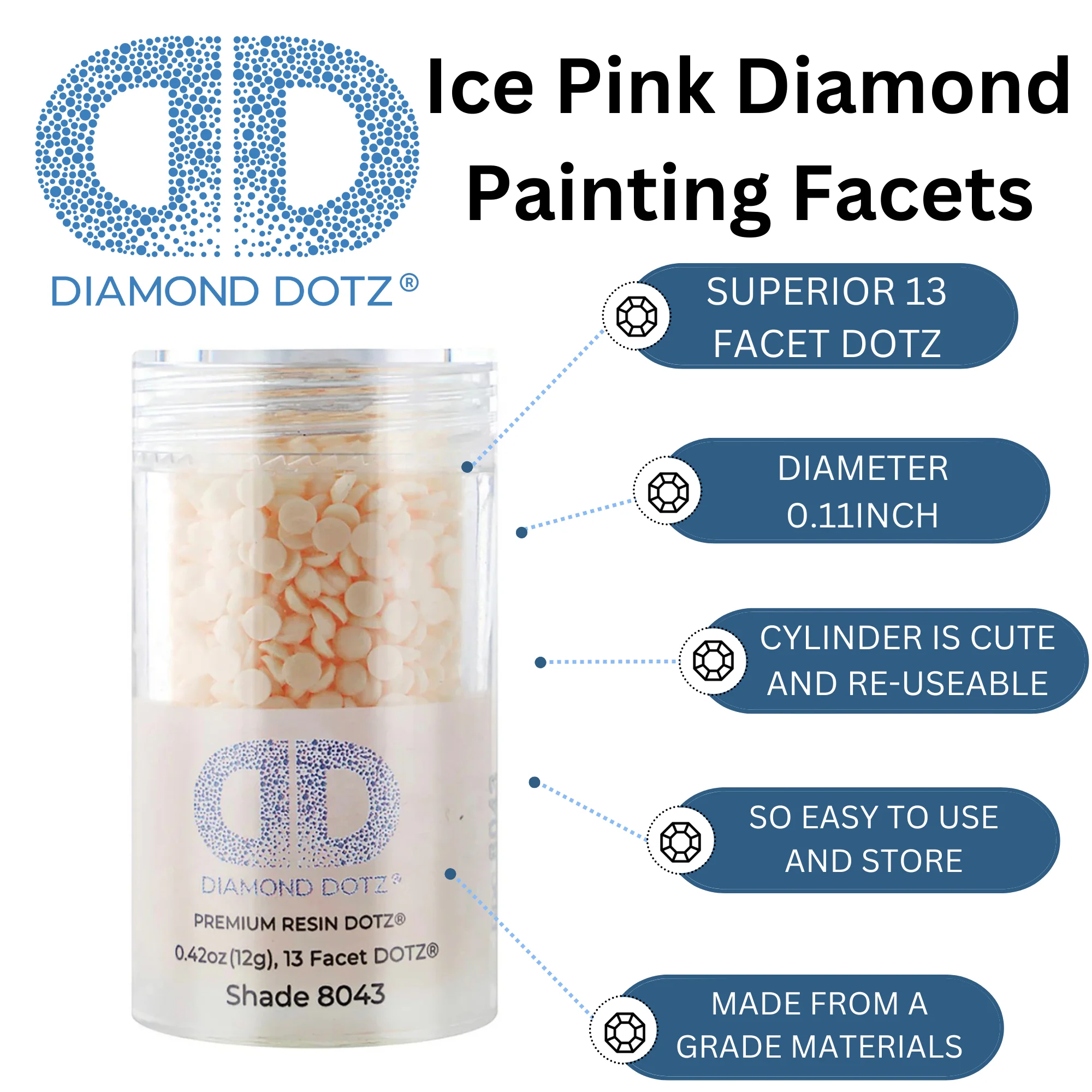 Diamond Dotz 2.8MM 12G DOTZ Cylinder - Ice Pink - Image 5
