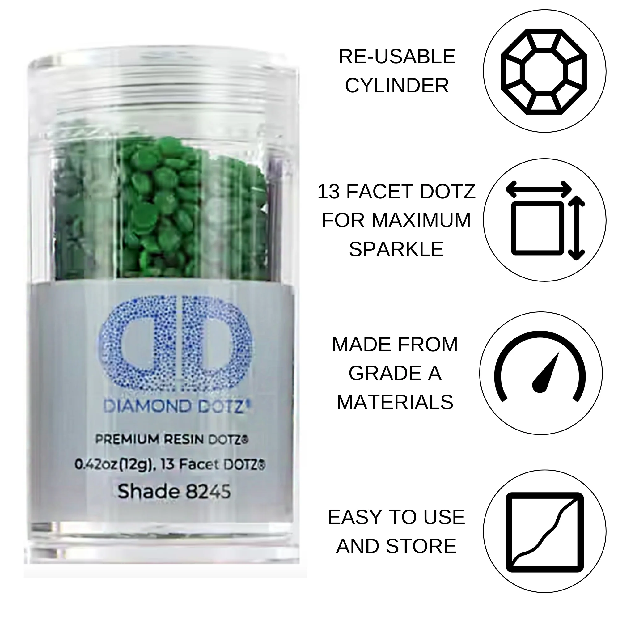 Diamond Dotz 2.8MM 12G DOTZ Cylinder - Kelly Green - Image 4