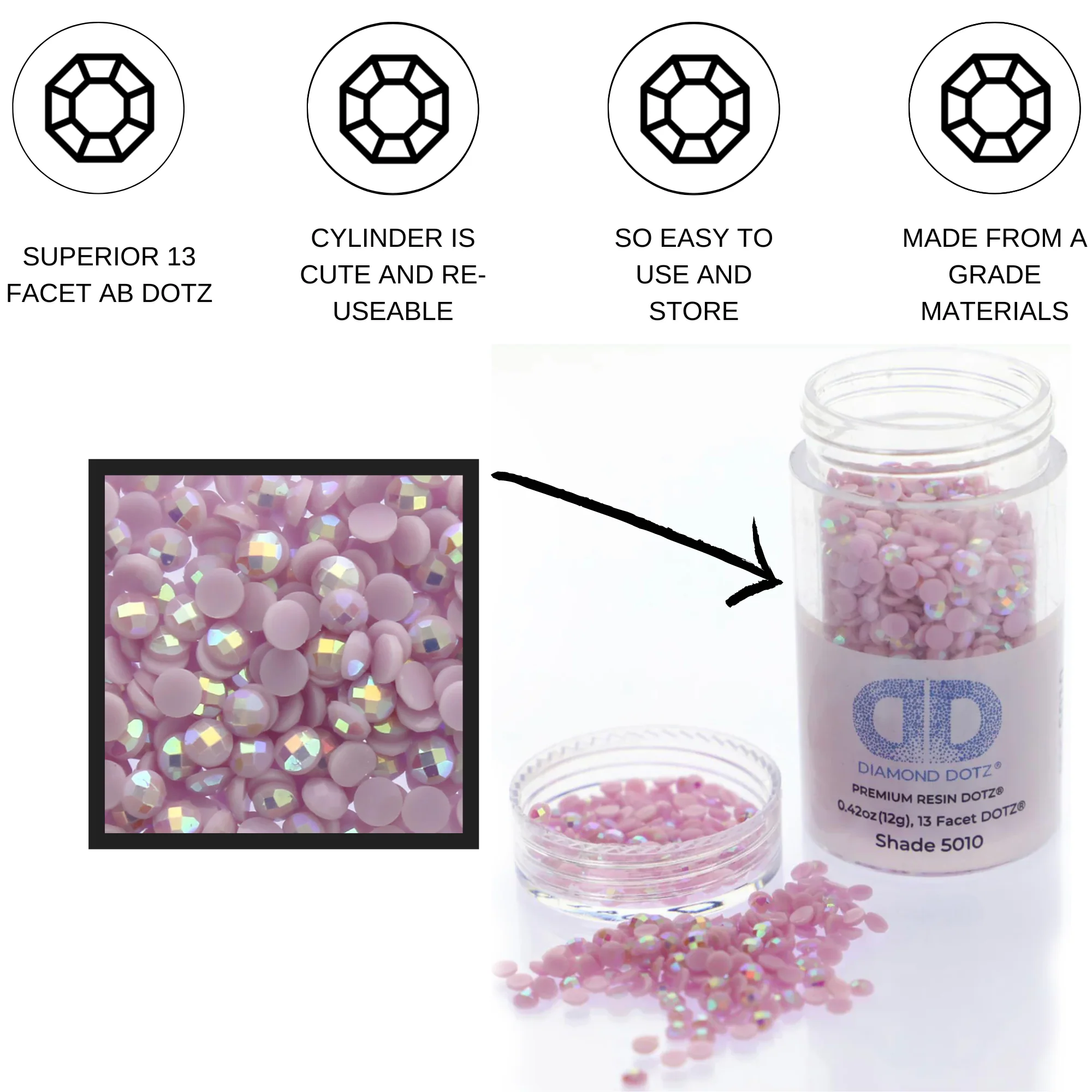 Diamond Dotz 2.8MM 12G DOTZ Cylinder - Mauve AB - Image 5
