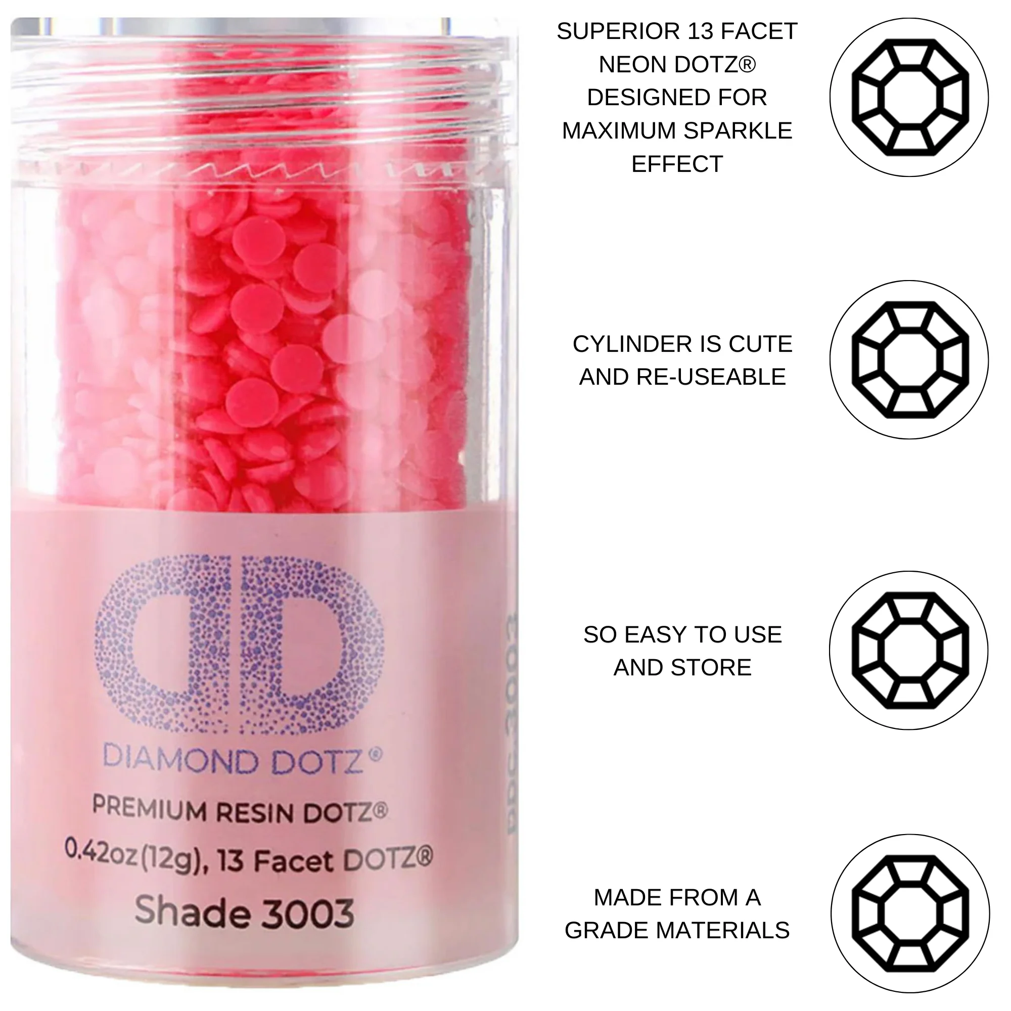 Diamond Dotz 2.8MM 12G DOTZ Cylinder - NEON Pink - Image 5