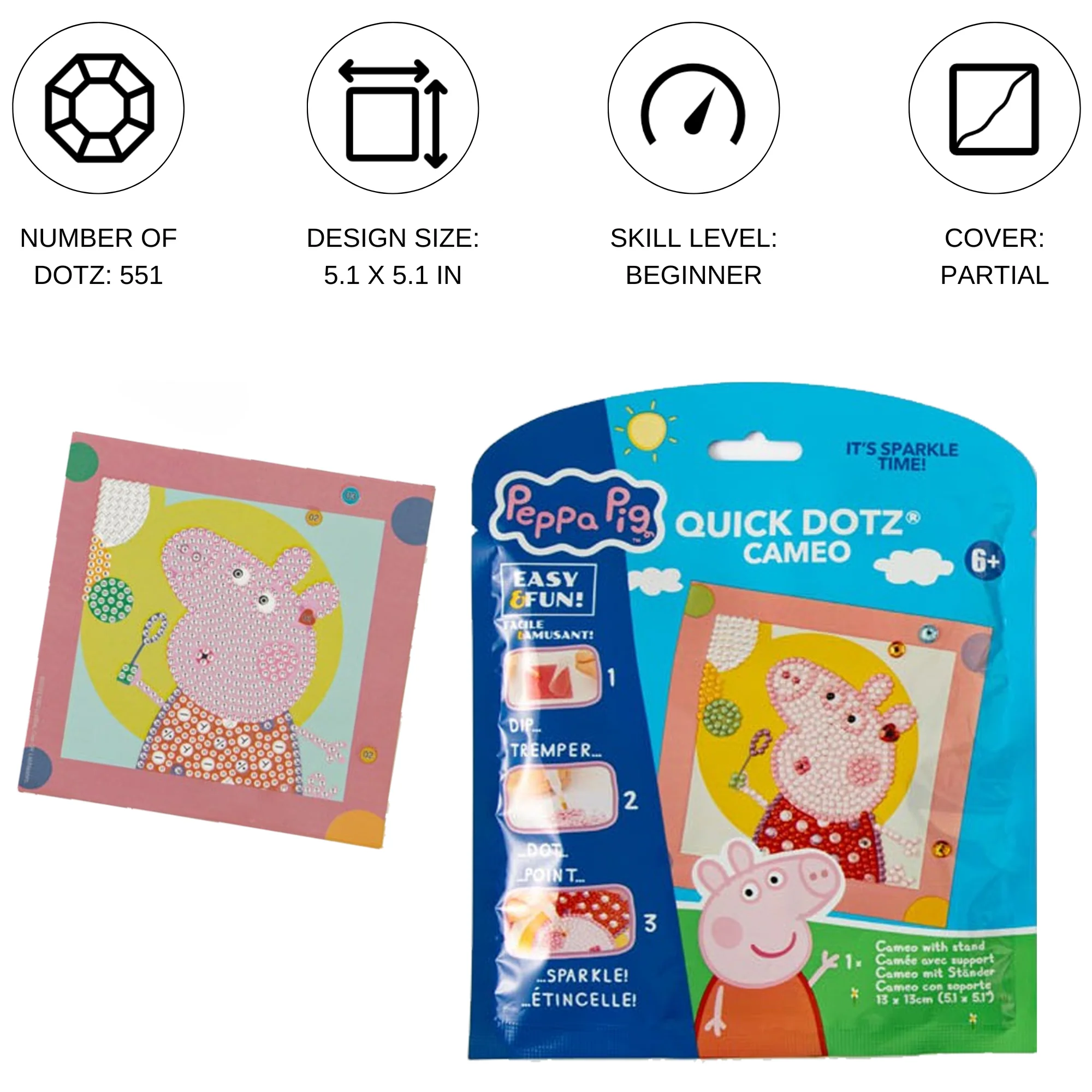 Diamond Dotz DOTZIES Peppa Pig Happy Days Diamond Painting - 5.1" x 5.1" - Image 3