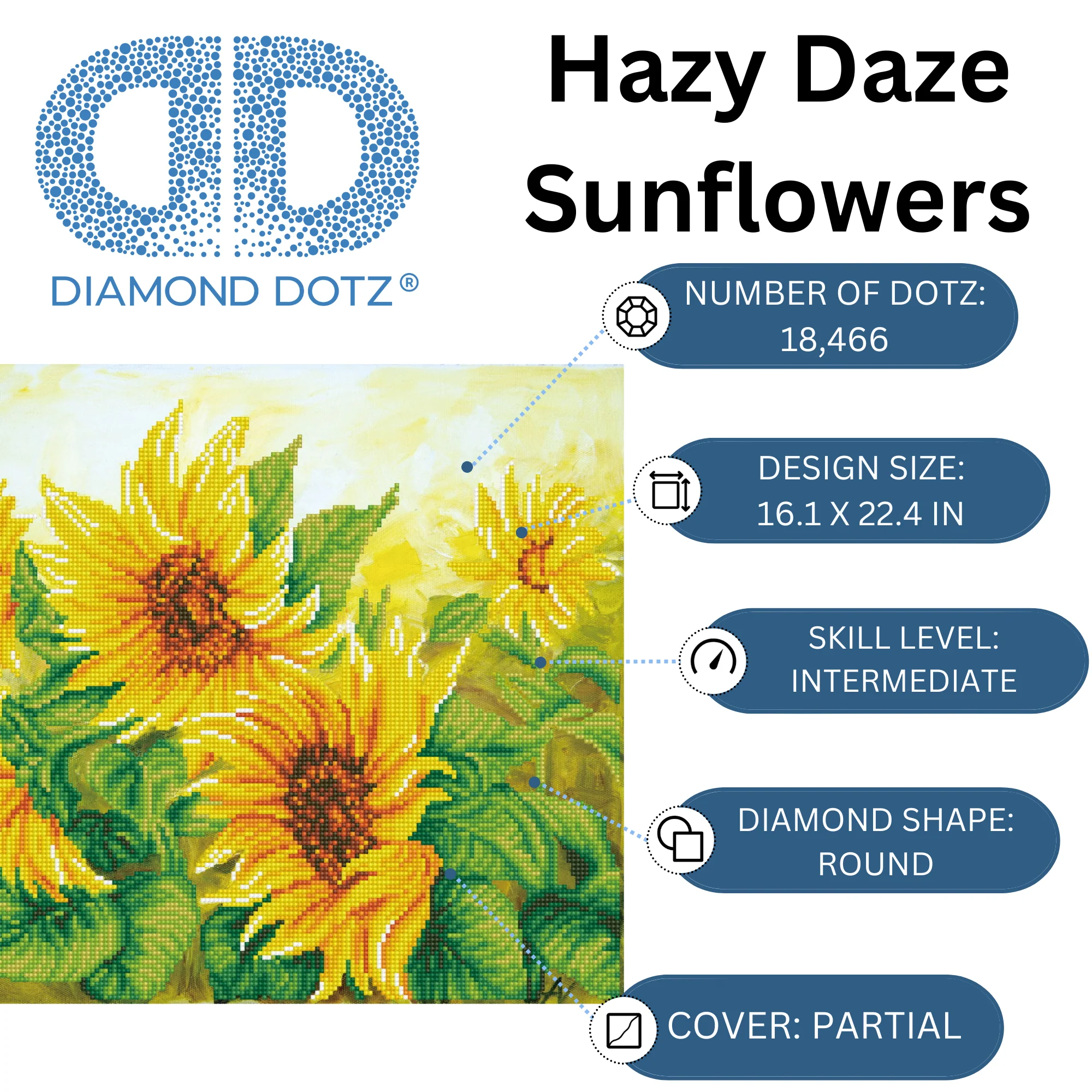 Diamond Dotz Hazy Daze Sunflowers - 22.4" x 16.1" - Image 3