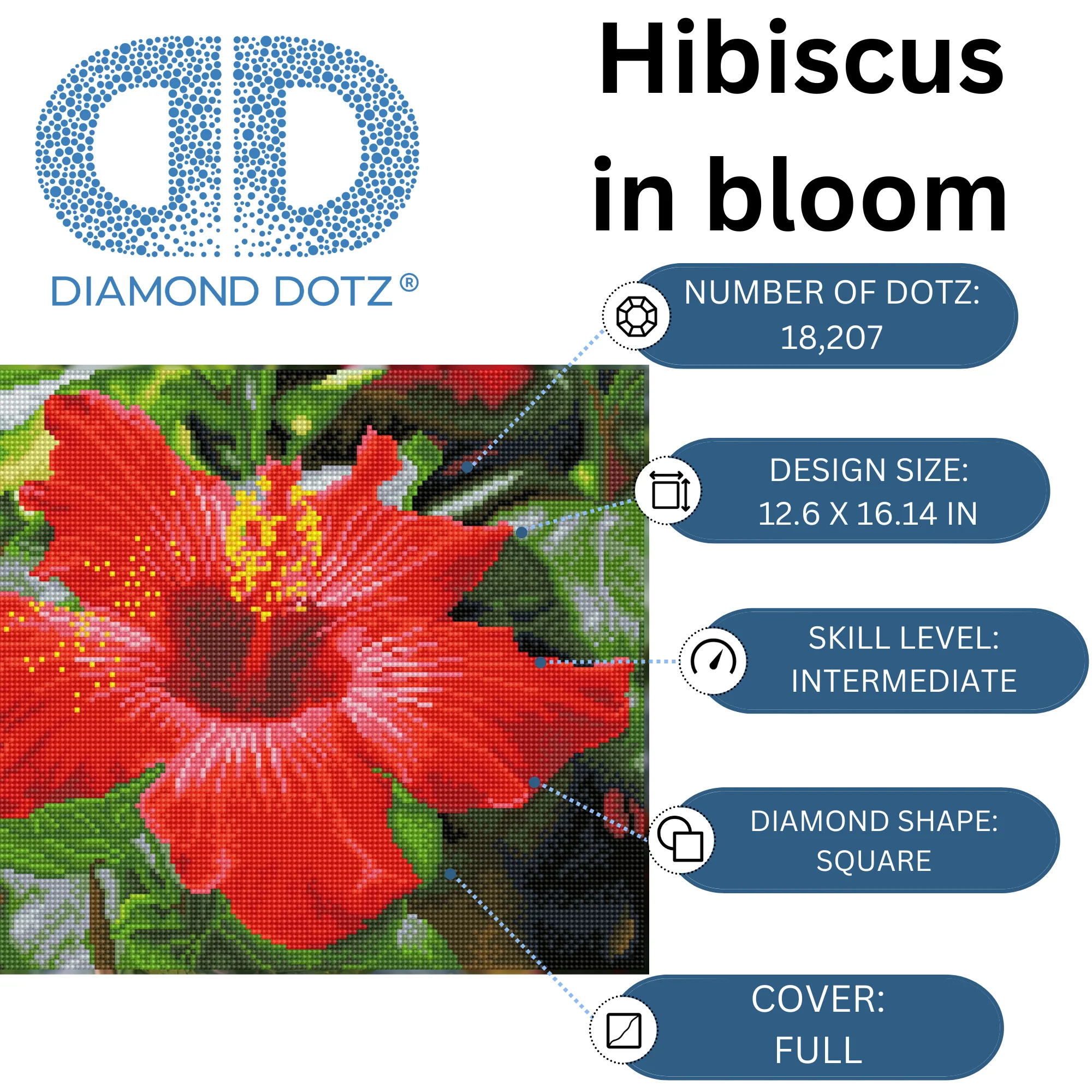 Diamond Dotz Hibiscus in Bloom - 16.1" x 12.6" - Image 3