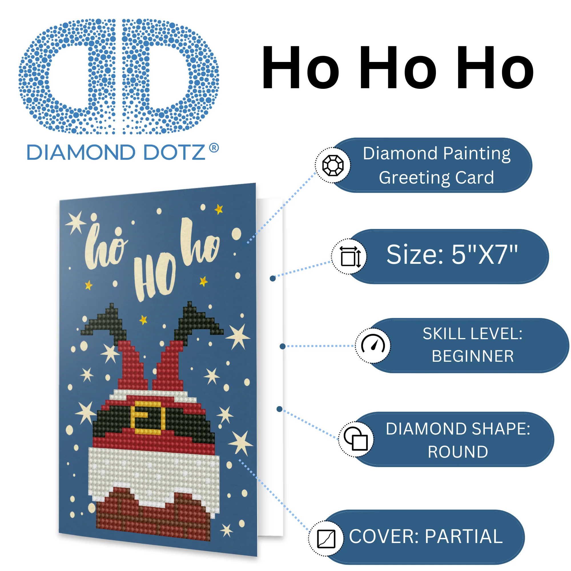 Diamond Dotz Ho Ho Ho Greeting Card - 5.0" x 7.0" - Image 3