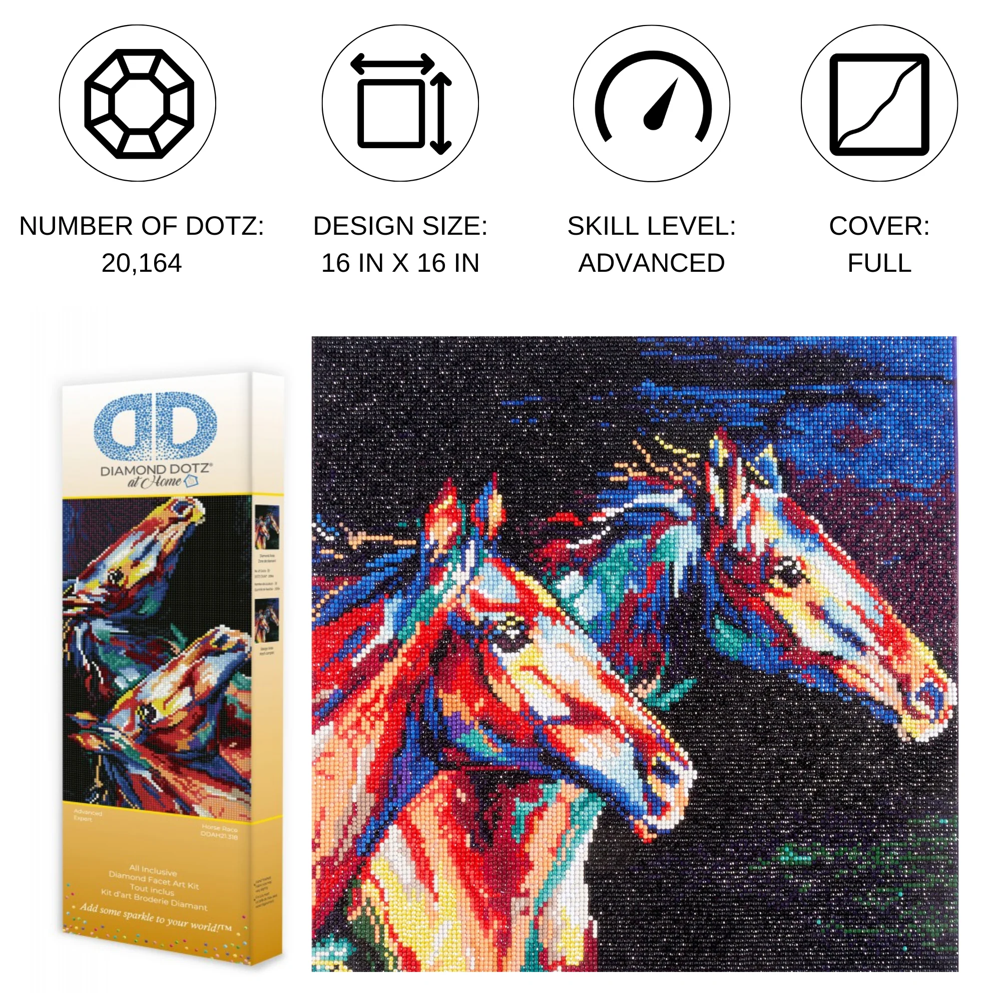 Diamond Dotz Horse Race - 16.0" x 16.0" - Image 2