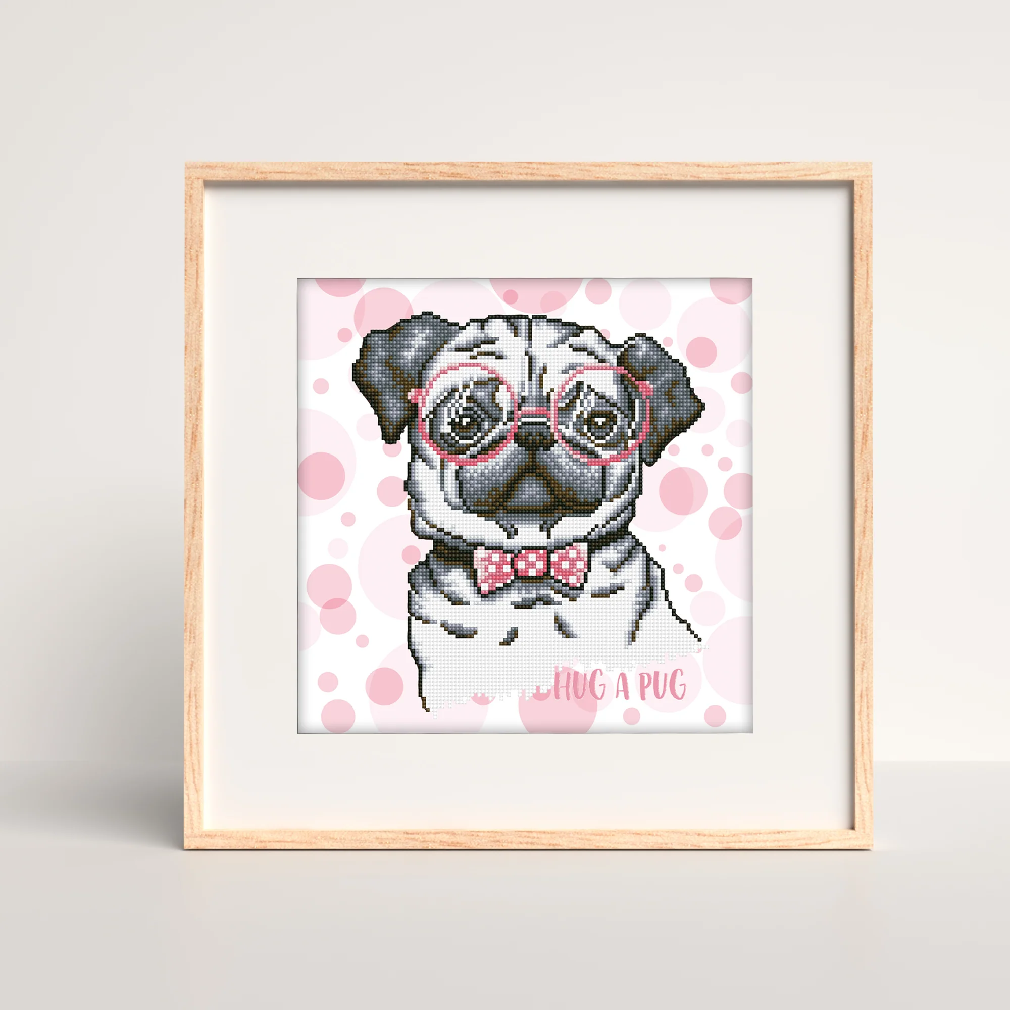 Diamond Dotz Hug A Pug with Frame - 13.8" x 13.8" - Image 3