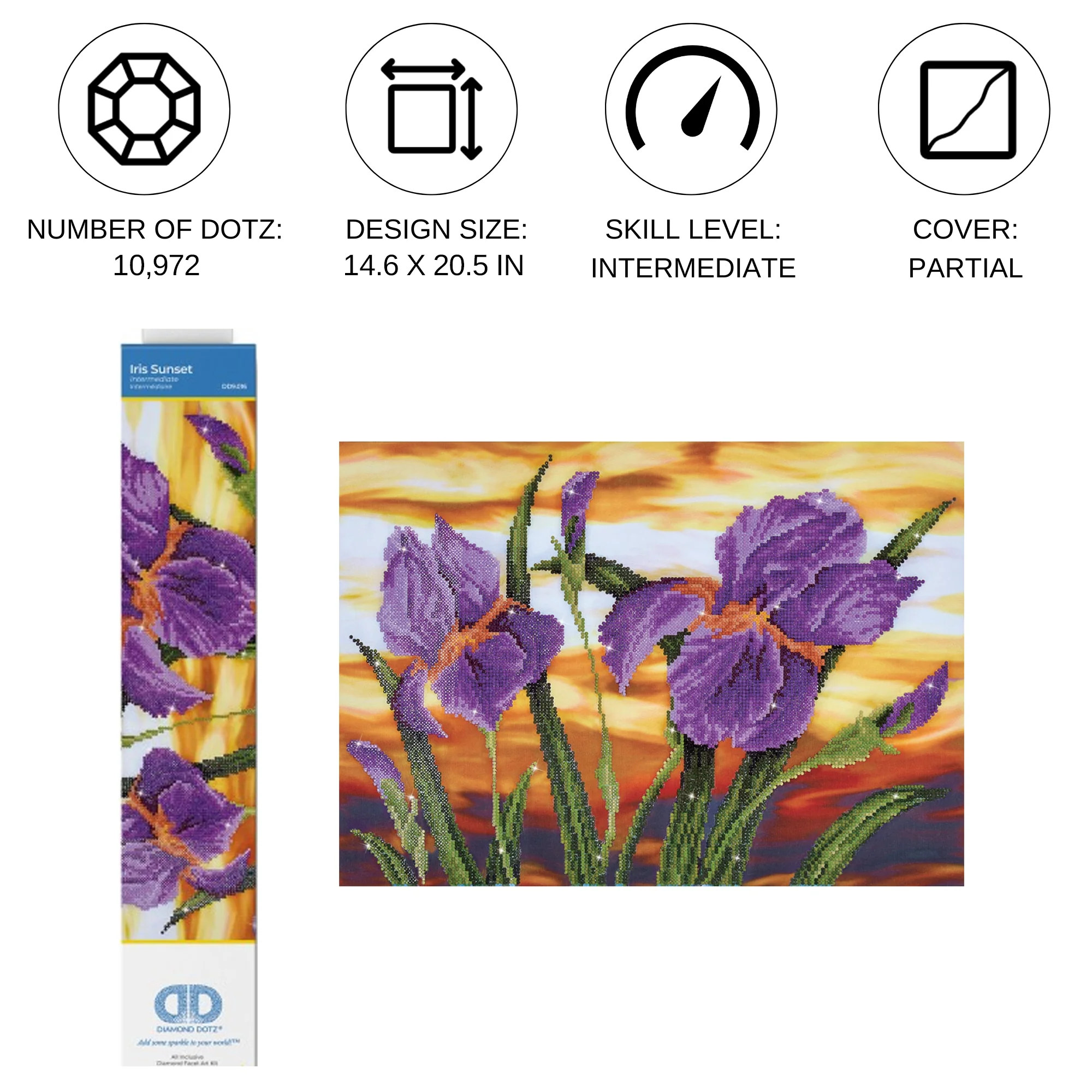 Diamond Dotz Iris Sunset - 20.5" x 14.6" - Image 3