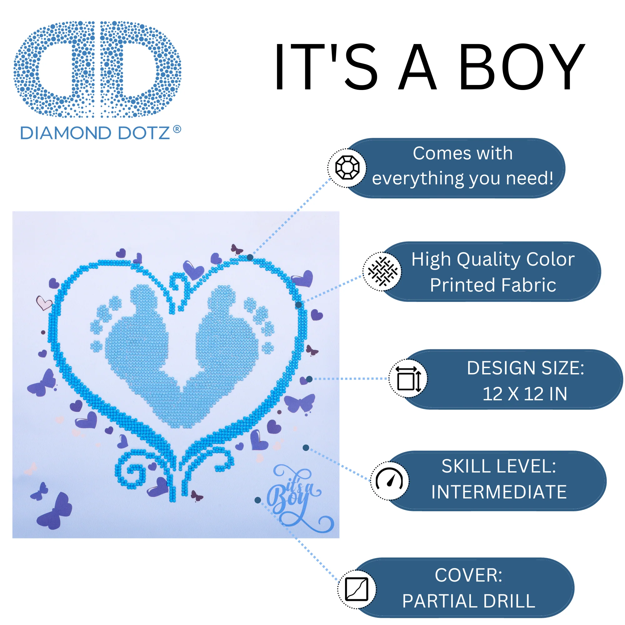 Diamond Dotz It's a Boy - 12.2" x 12.2" - Image 3