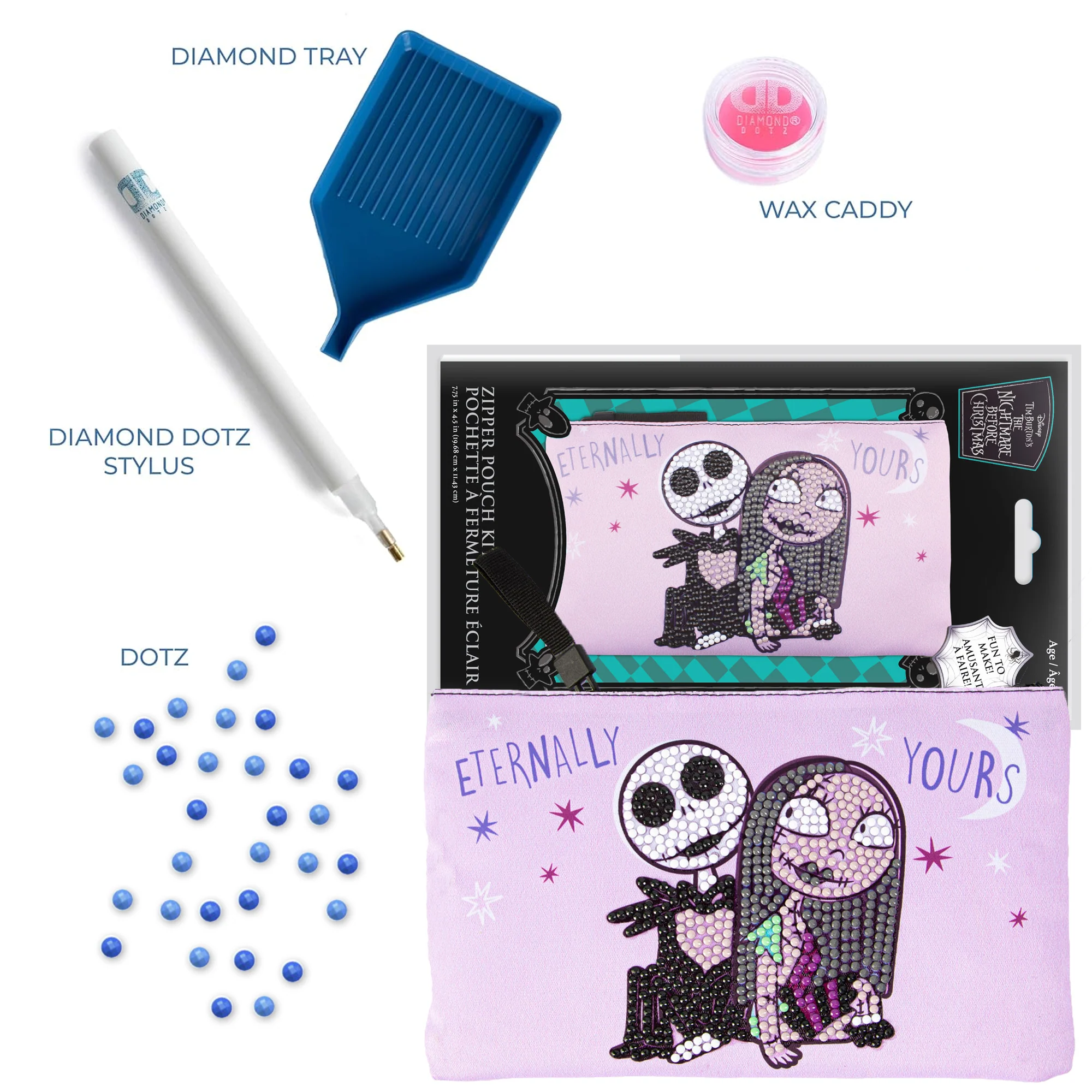 Diamond Dotz Jack and Sally Zipper Pouch - 7.75 x  4.5 - Image 5