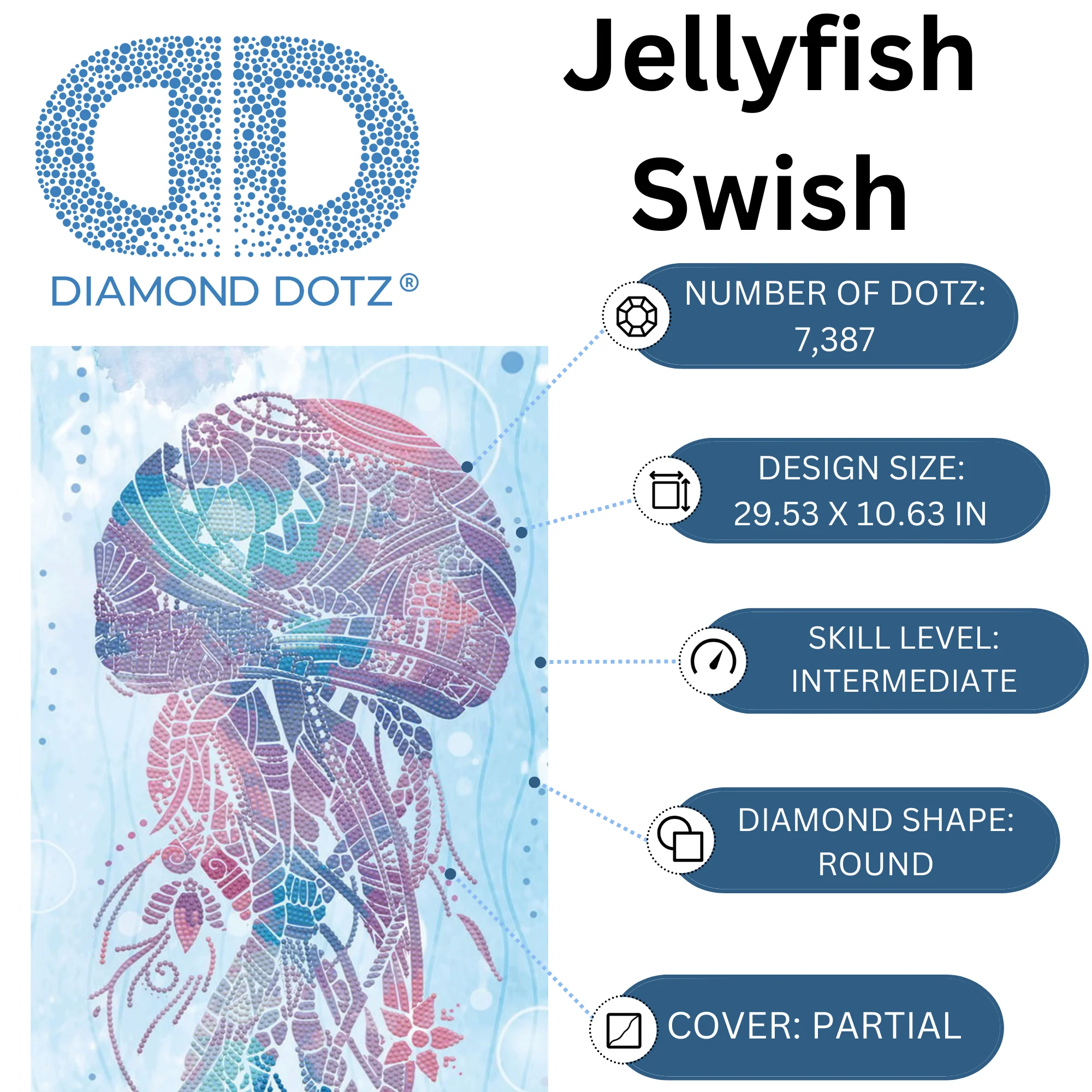 Diamond Dotz Jellyfish Swish - 10.6" x 29.5" - Image 4