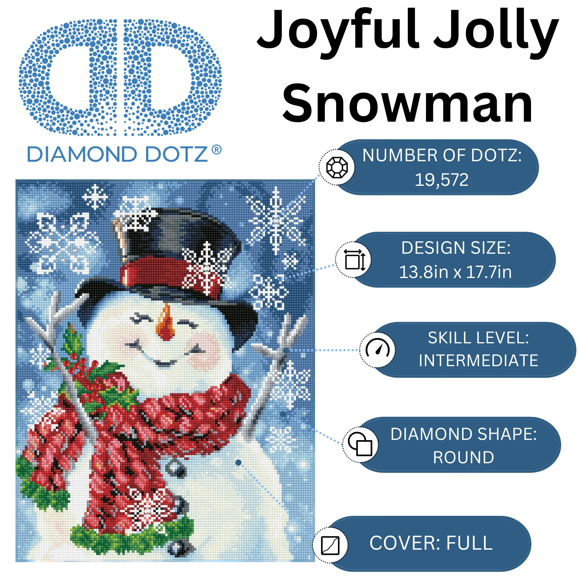 Diamond Dotz Joyful Jolly Snowman - 14.0" x 17.9" - Image 3