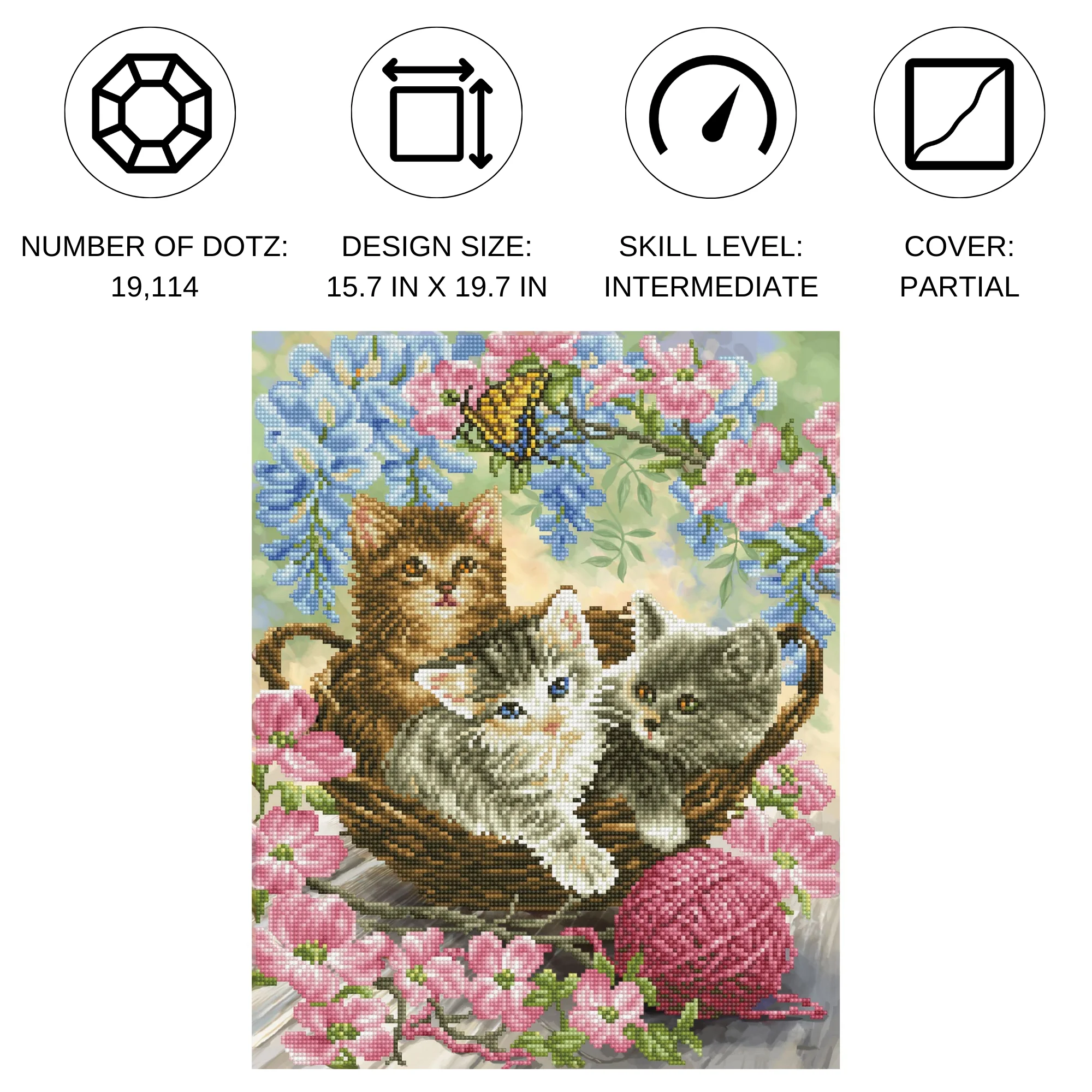 Diamond Dotz Kitty Knits - 15.8" x 19.7" - Image 3