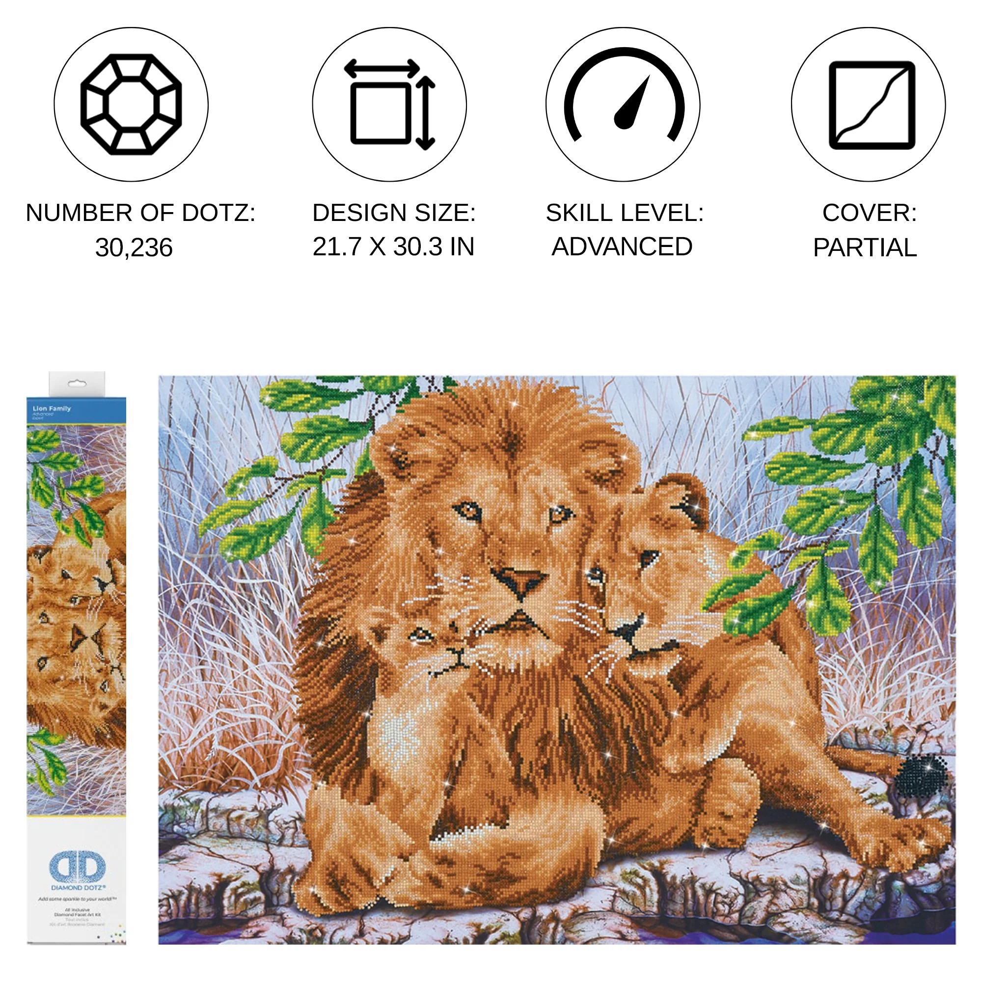 Diamond Dotz Lion Family - 30.3" x 21.7" - Image 3