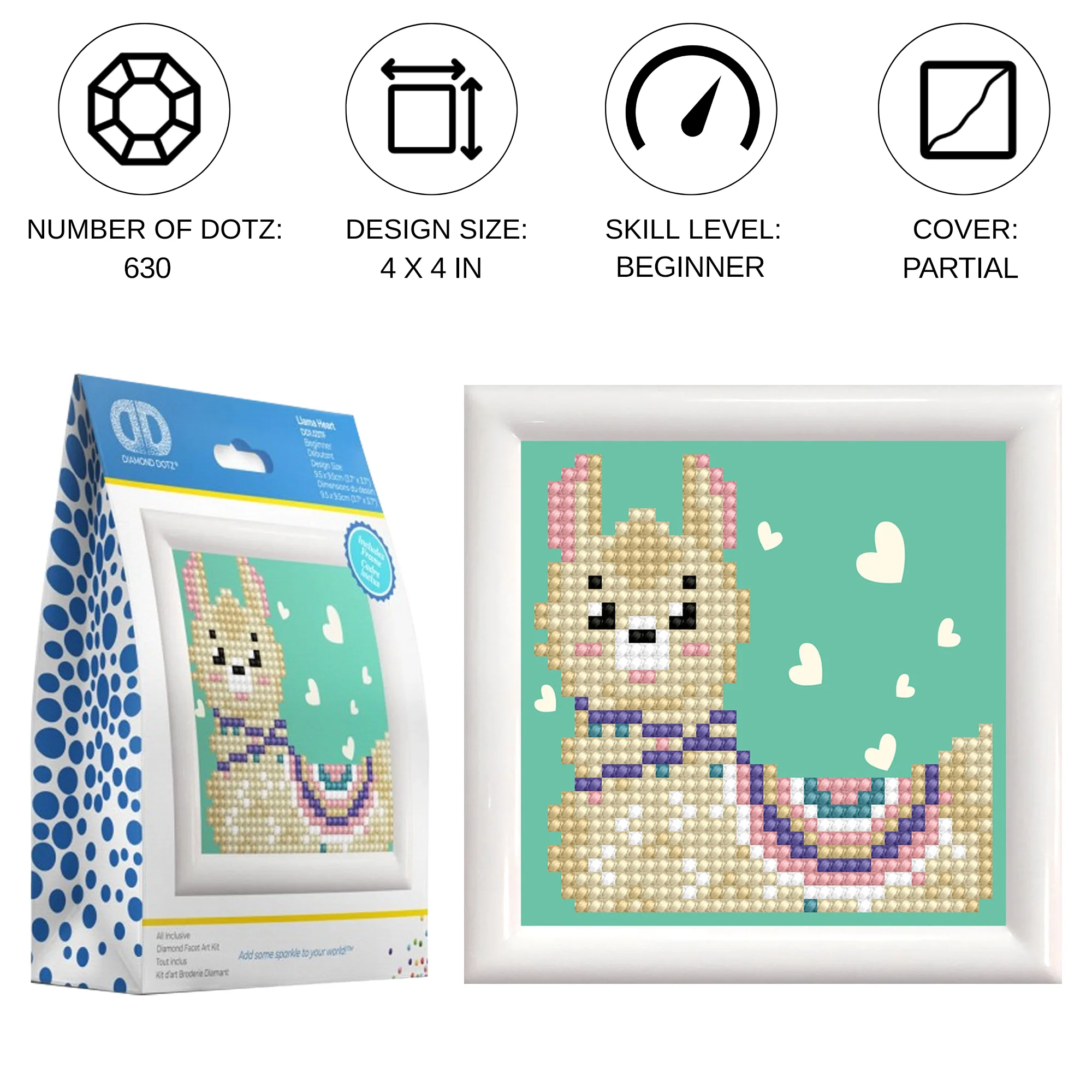 Diamond Dotz Llama Heart - 4.0" x 4.0" - Image 2