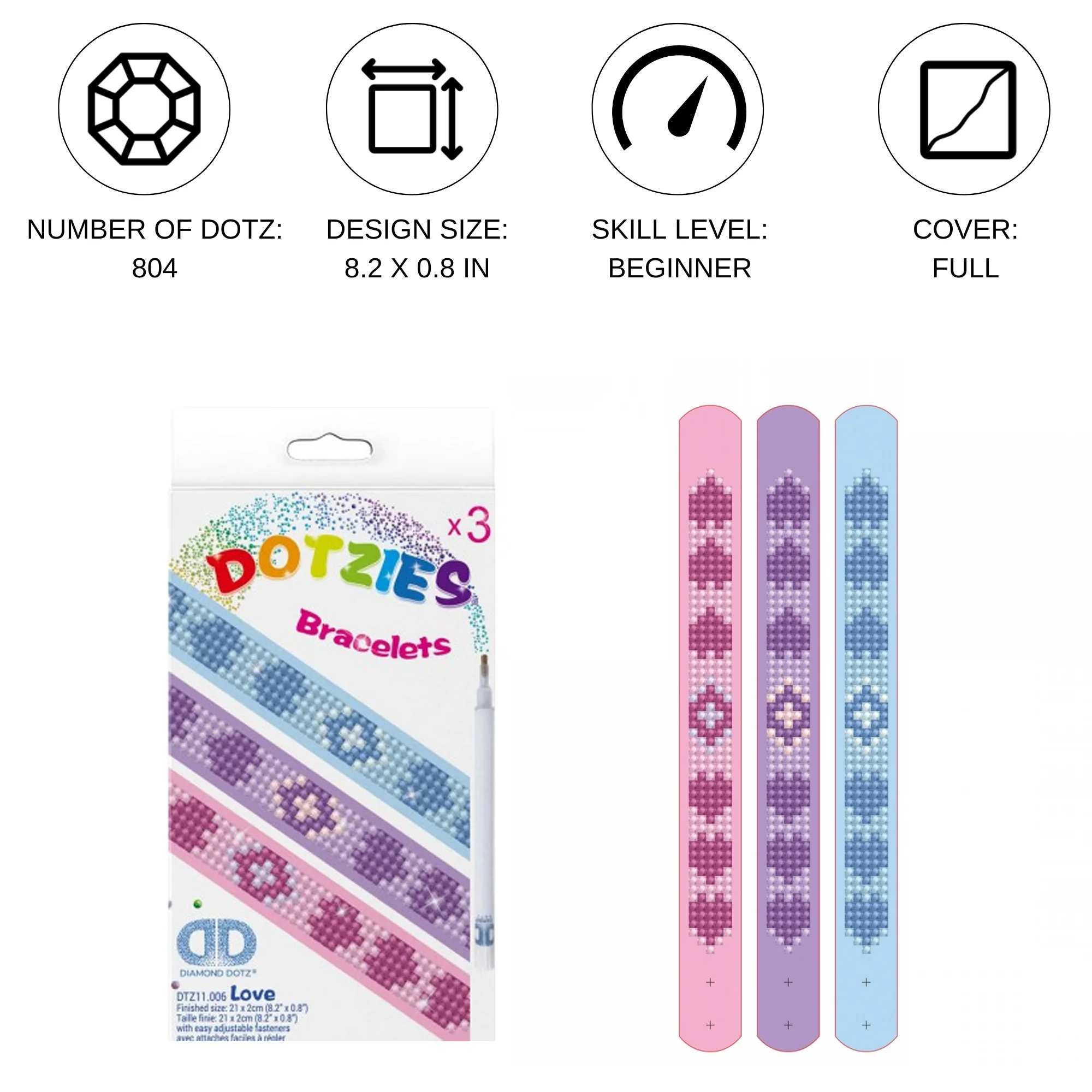 Diamond Dotz DOTZIES Love Bracelets Diamond Painting - 8.3" x 0.8" - Image 3